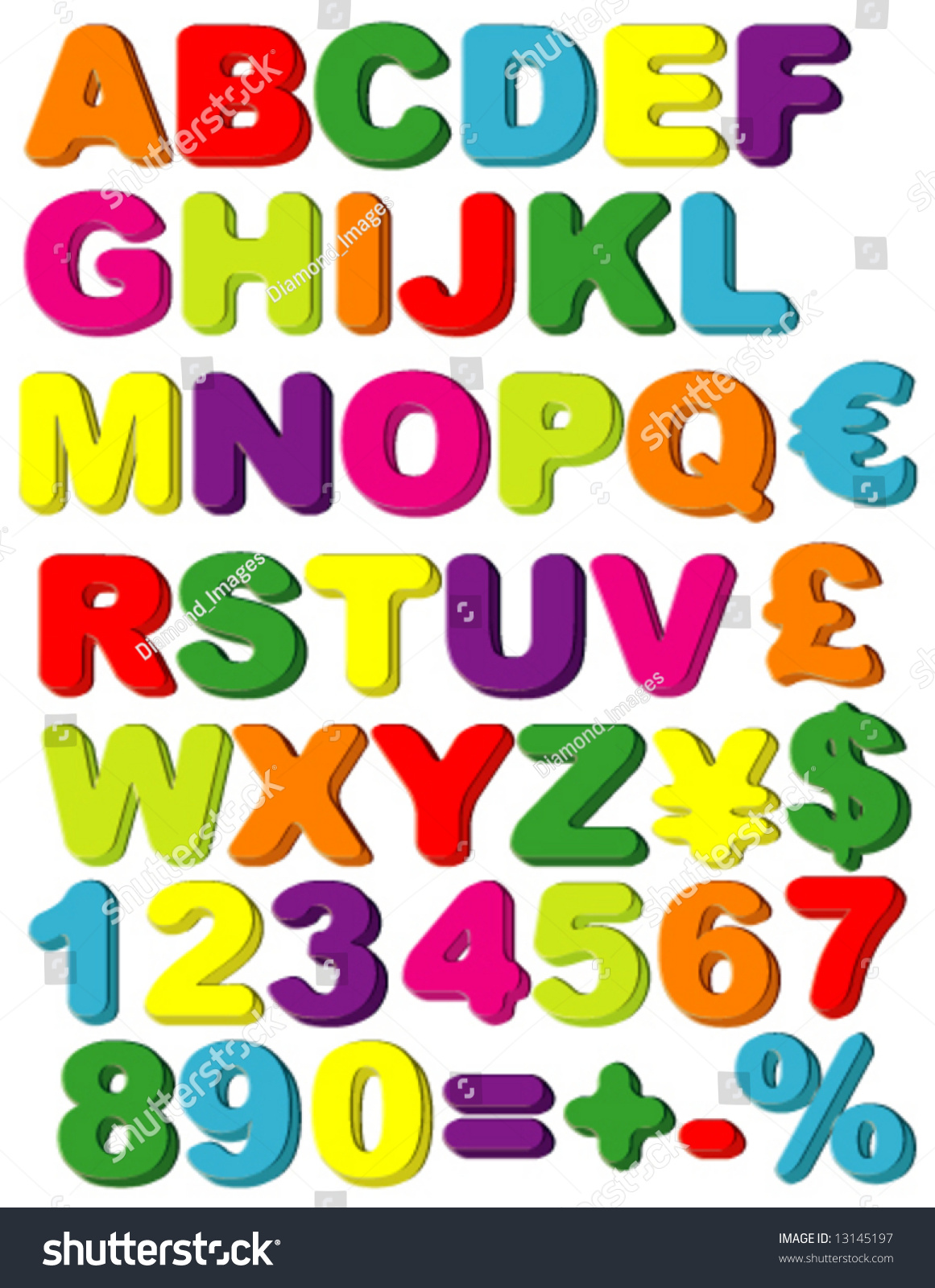 Vector Magnets Alphabet Numbers Maths Currencies Stock Vector 13145197 ...