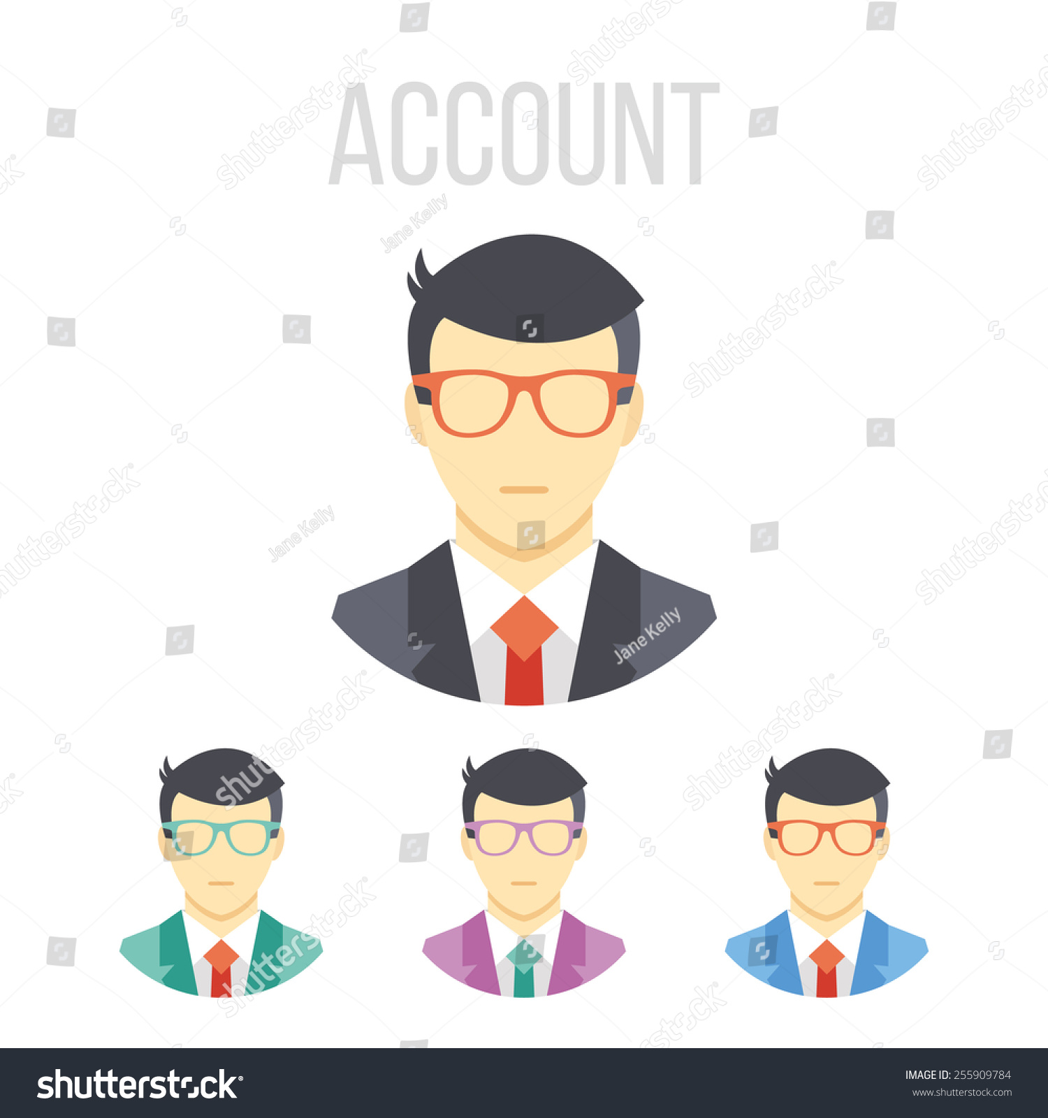 Vector Man Icons Set Isolated On Stock Vector (Royalty Free) 255909784