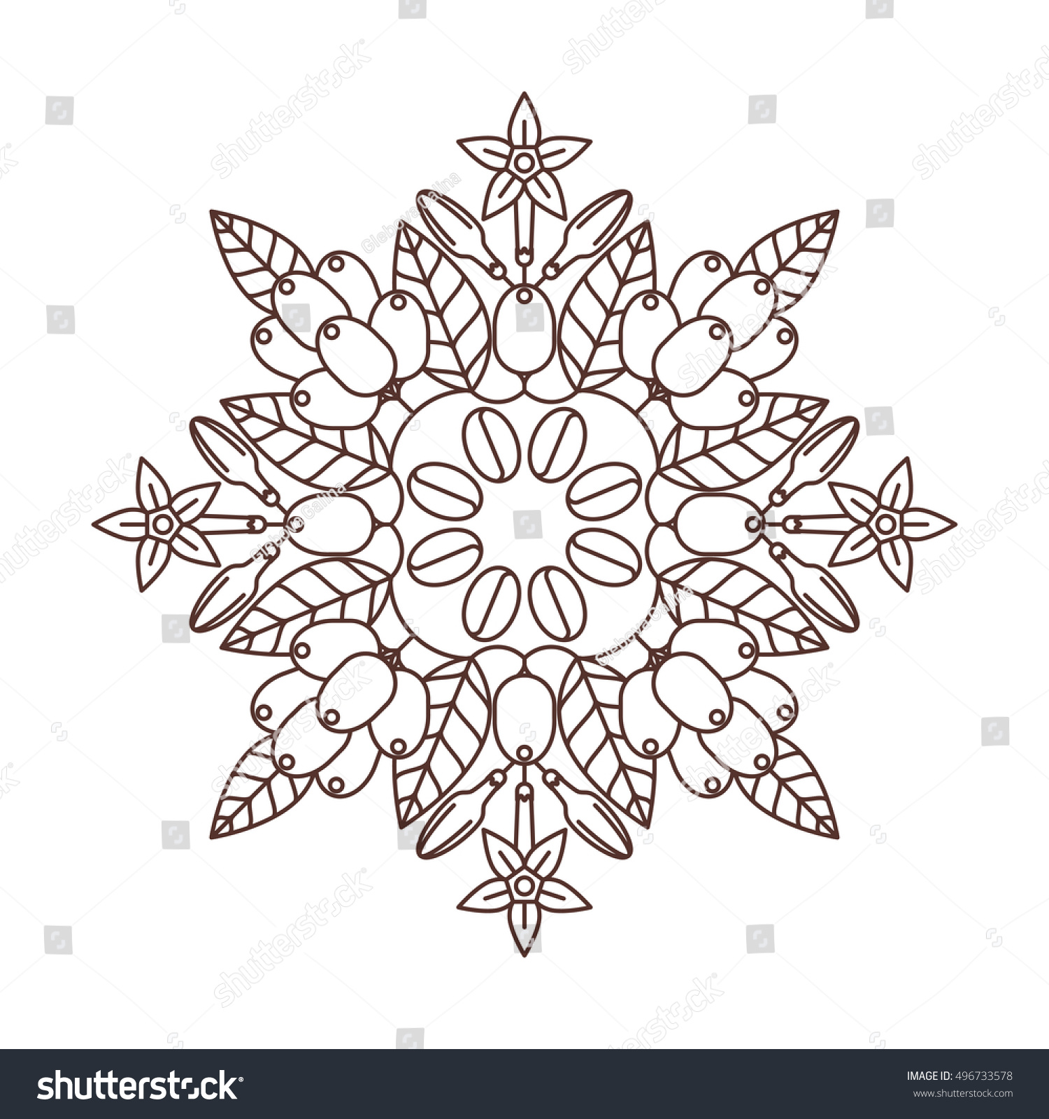 Download Vector Mandala Coffee Beans Lace Ornament Stock Vector ...