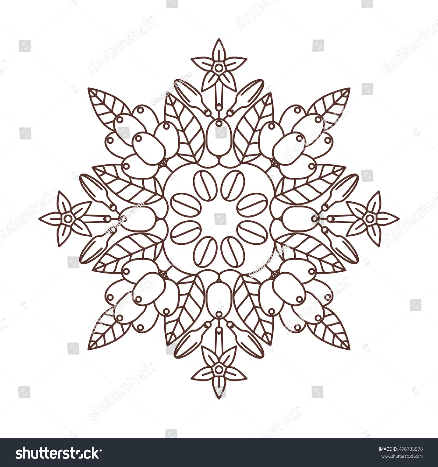 Download Vector Mandala Coffee Beans Lace Ornament Stock Vector 496733578 - Shutterstock