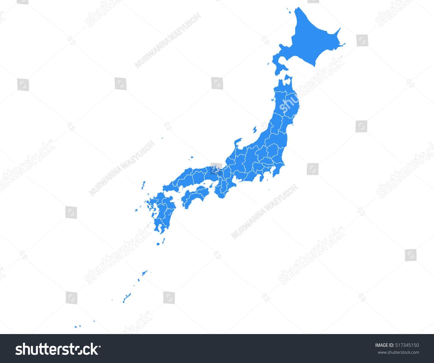 Vector Map-Japan Country On White Background - 517345150 : Shutterstock