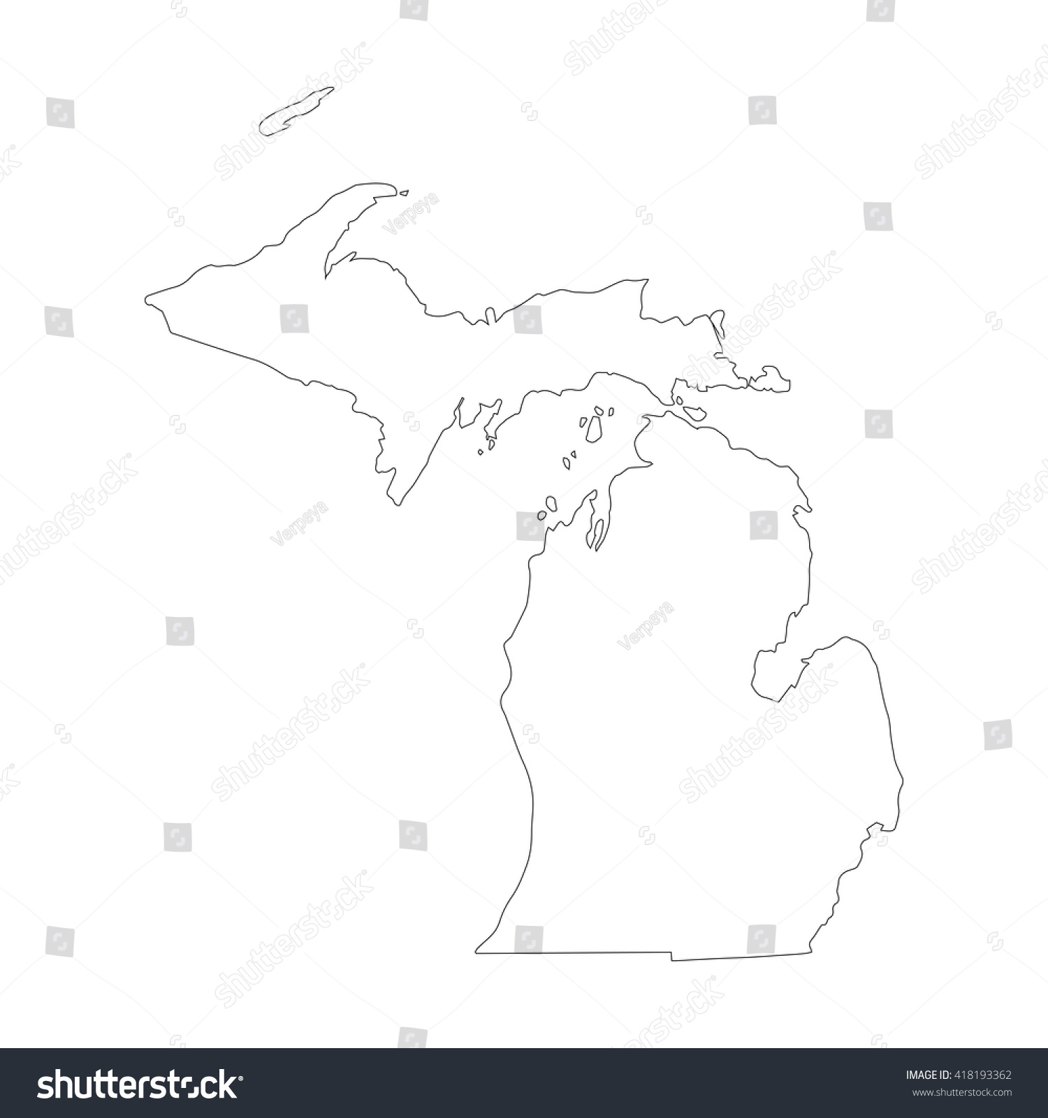 Vector Map Michigan Outline Map Isolated Stock Vector (Royalty Free ...