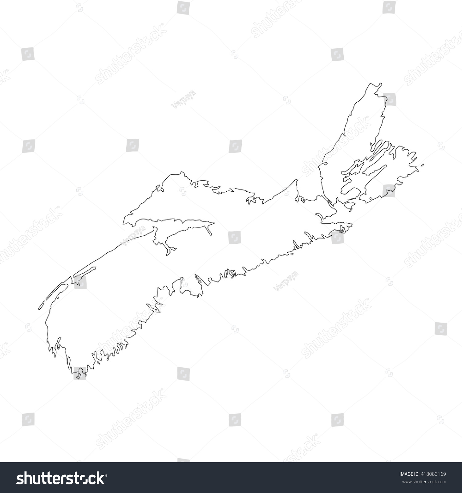 Vector Map Nova Scotia Outline Map Stock Vector 418083169 - Shutterstock