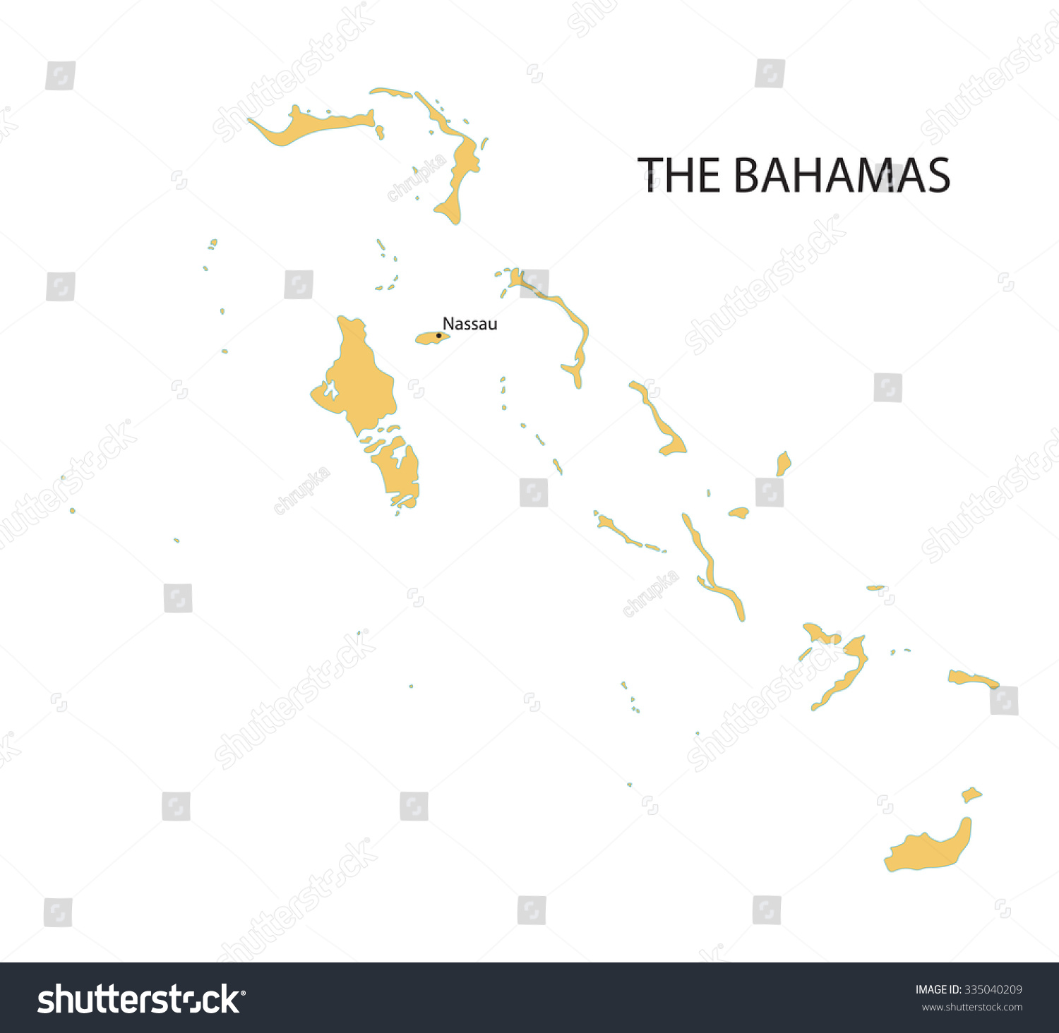 Vector Map Of Bahamas With Indication Of Nassau - 335040209 : Shutterstock