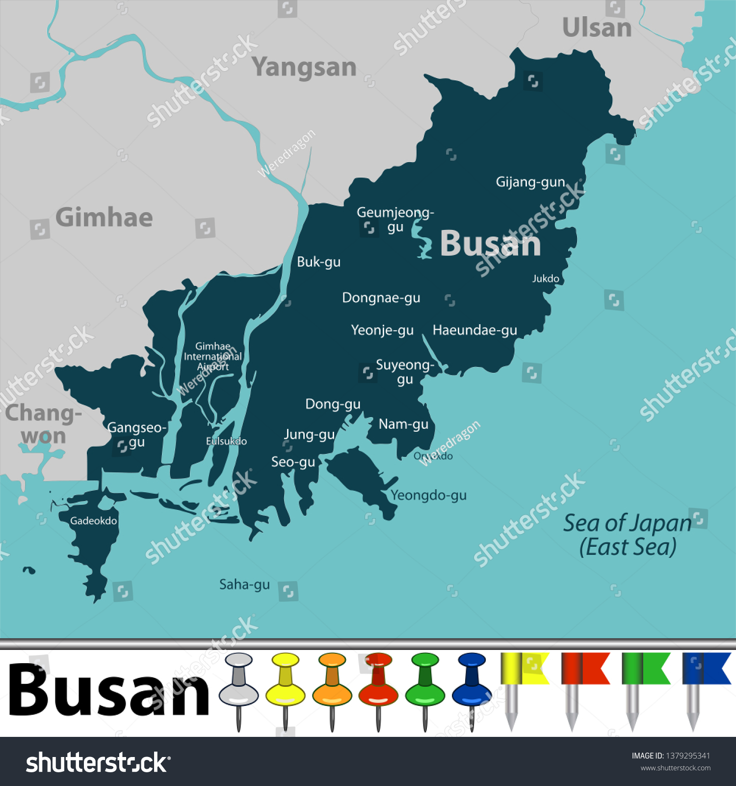 Vector Map Busan Pusan South Korea Stock Vector Royalty Free