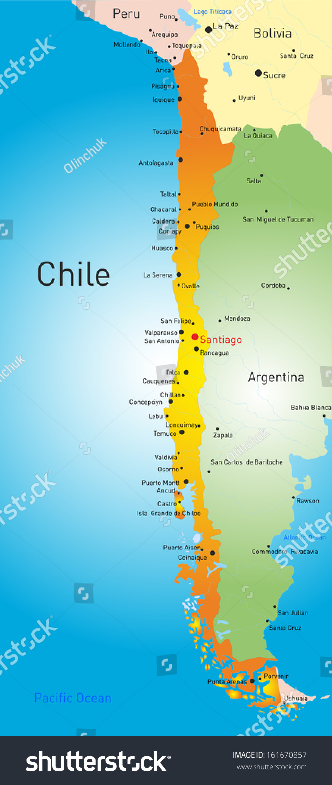 Vector Map Of Chile Country - 161670857 : Shutterstock