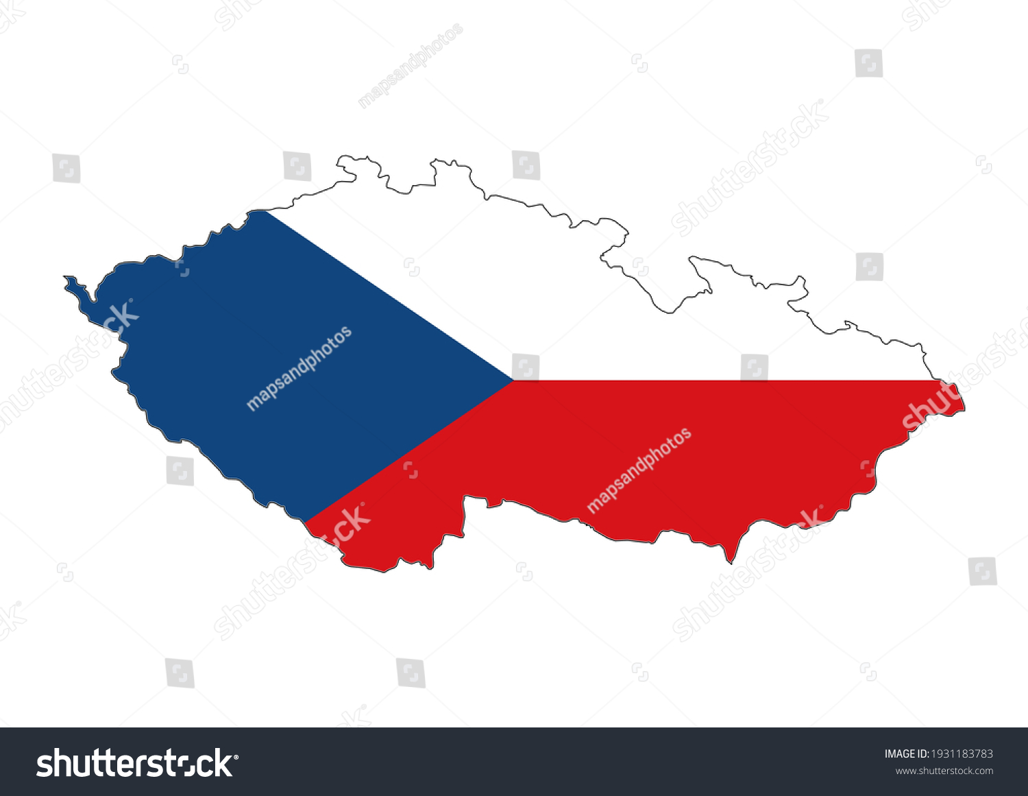 Vector Map Czechia Filled Flag Country Stock Vector (Royalty Free ...