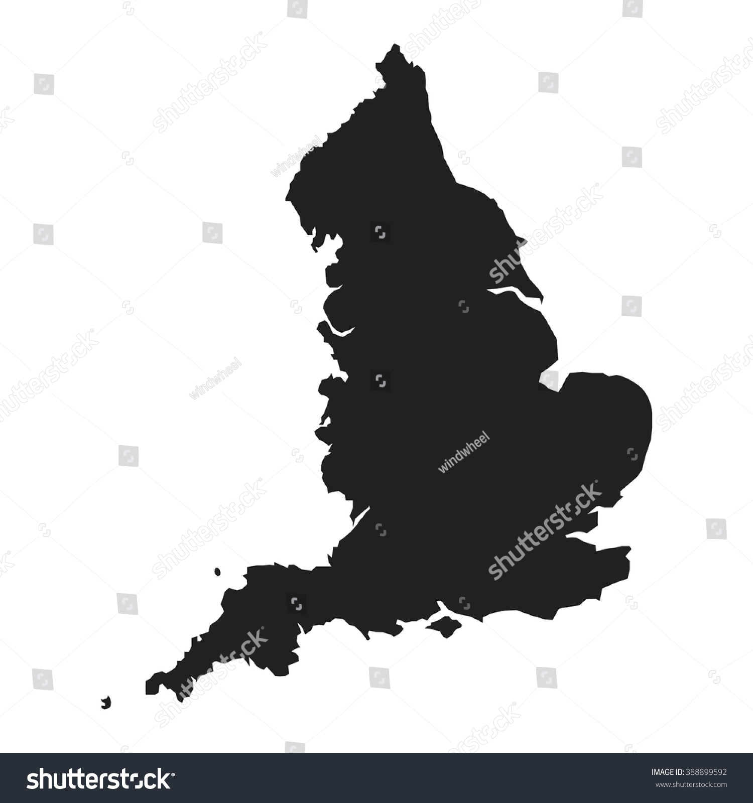 Vector Map Of England - 388899592 : Shutterstock