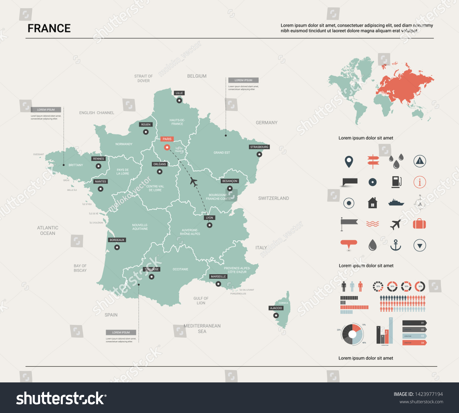 Vector Map France Country Map Division Stock Vector Royalty Free