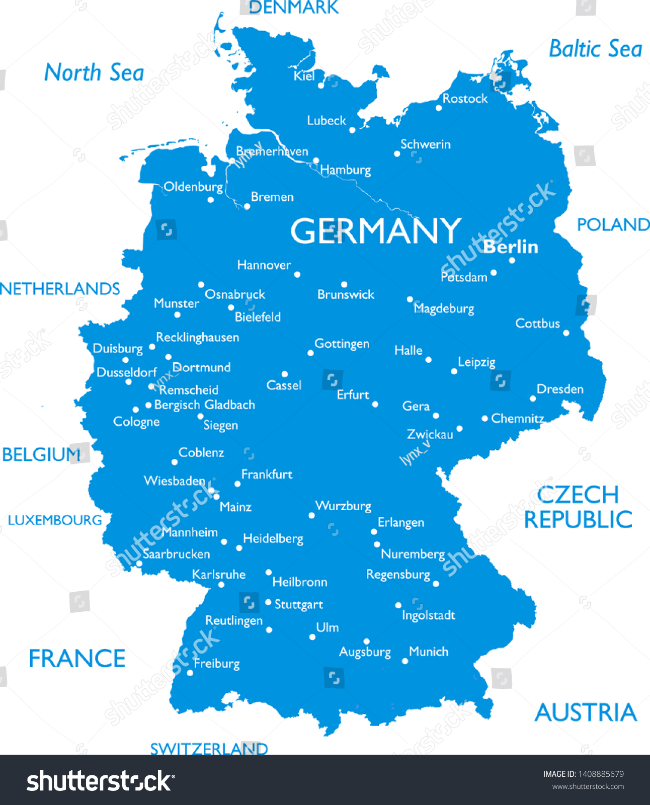 SVG of Vector map of Germany | Outline detailed map with city names svg