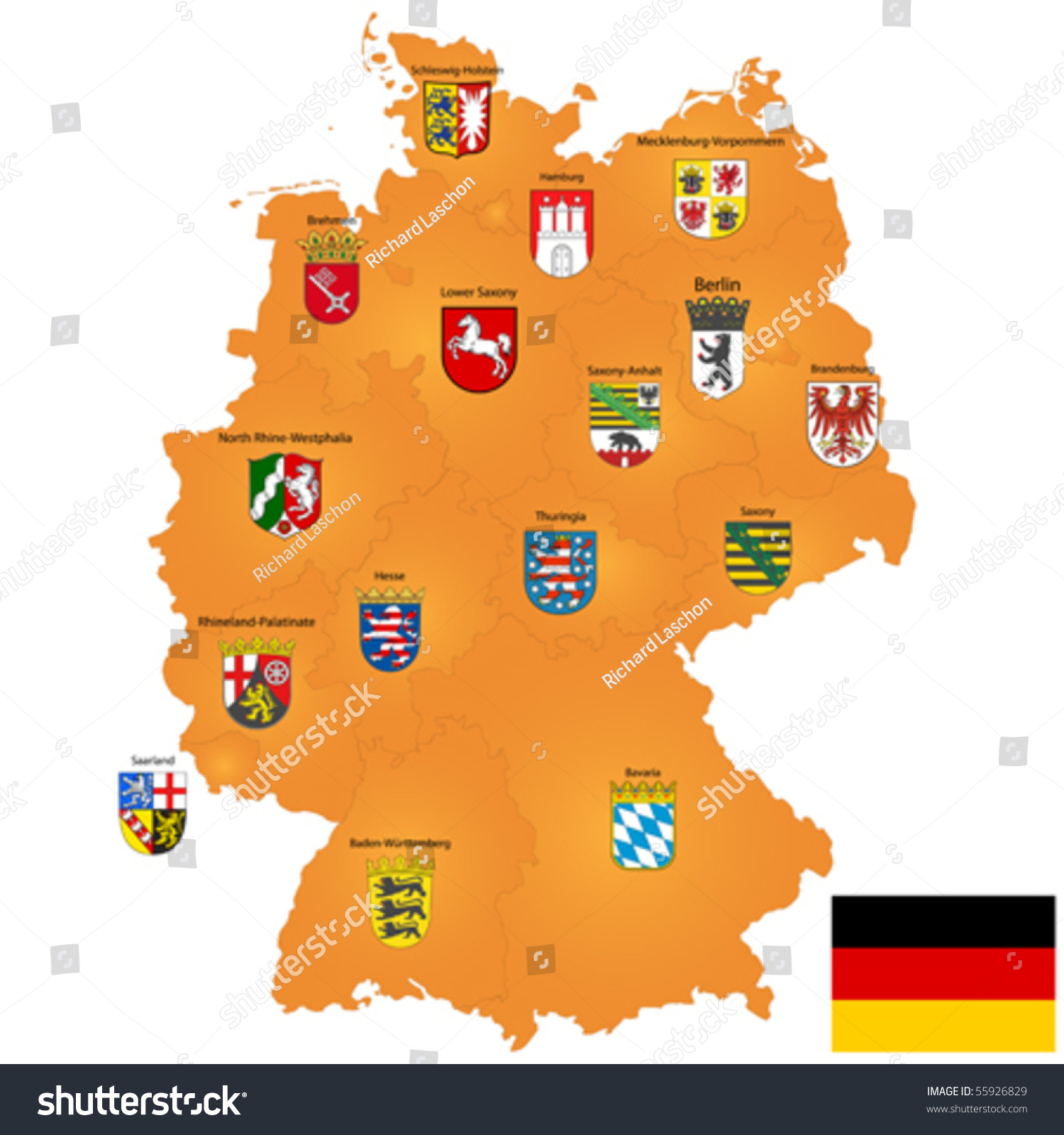 SVG of Vector map of Germany with coat of arms and borders svg