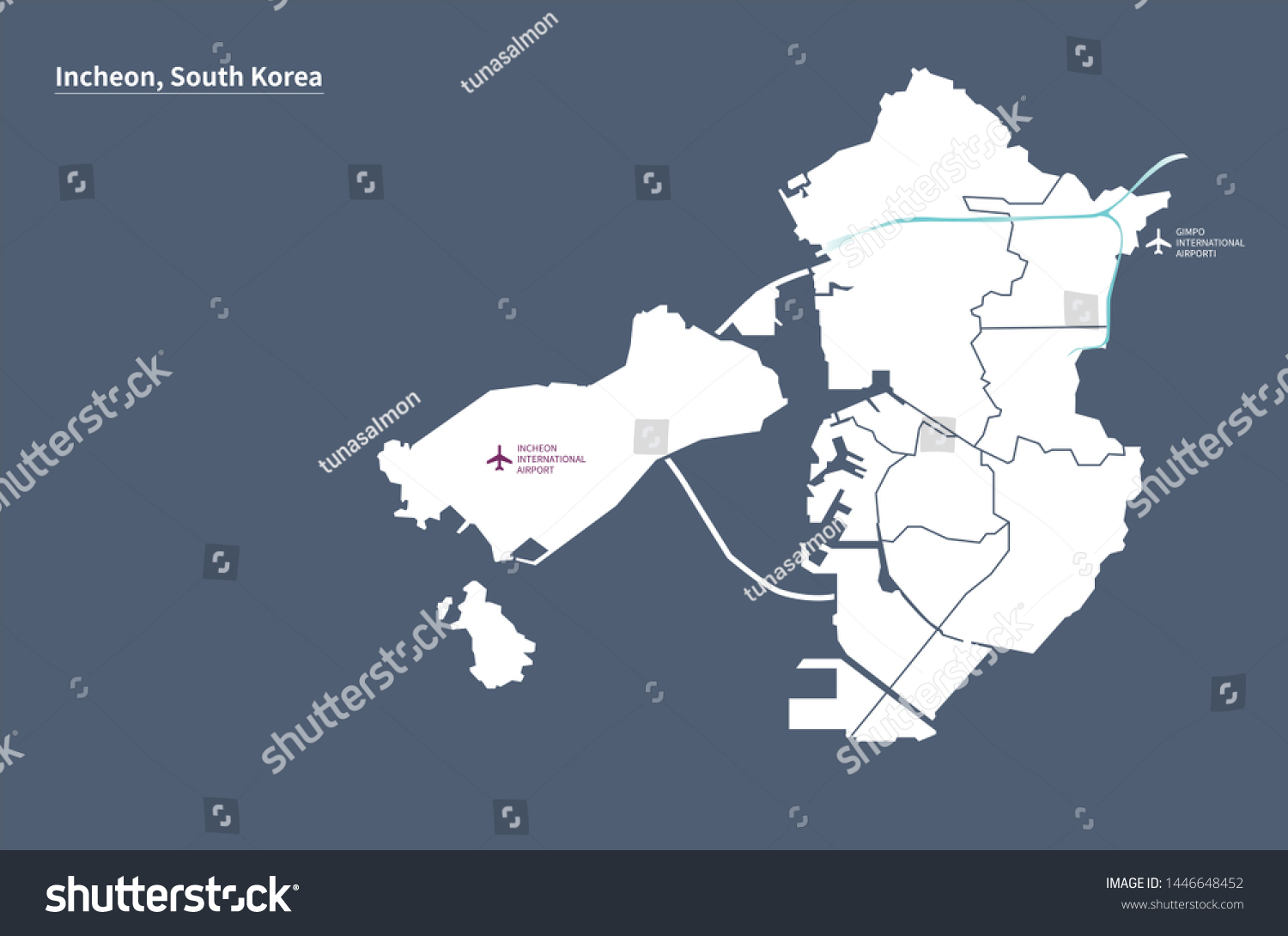 Vector Map Incheon South Korea Korea Stock Vector Royalty Free
