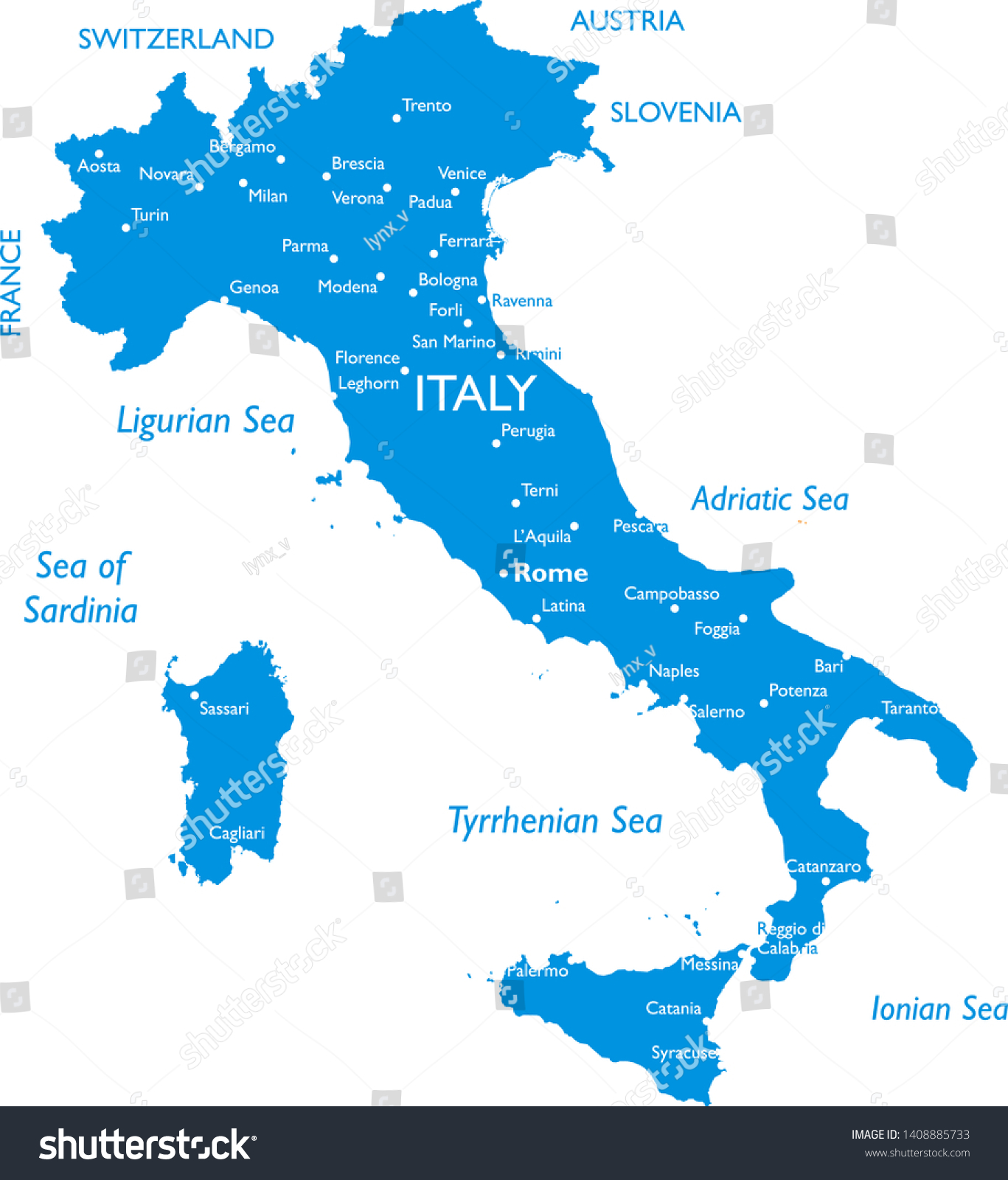 Italy Map Outline With Cities Vector Map Italy Outline Detailed Map Stock Vector (Royalty Free)  1408885733 | Shutterstock