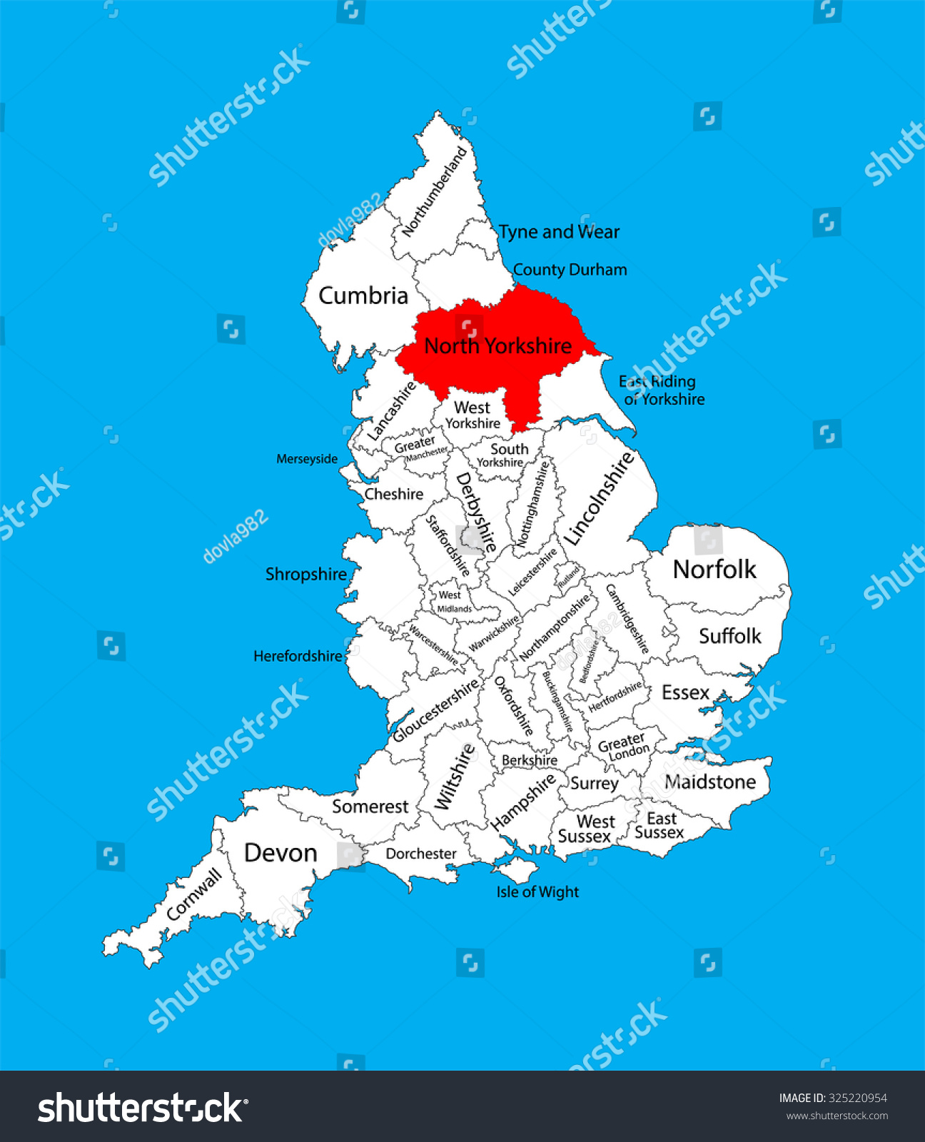 SVG of Vector map of North Yorkshire in Yorkshire and the Humber, United Kingdom with regions. England vector map.  svg