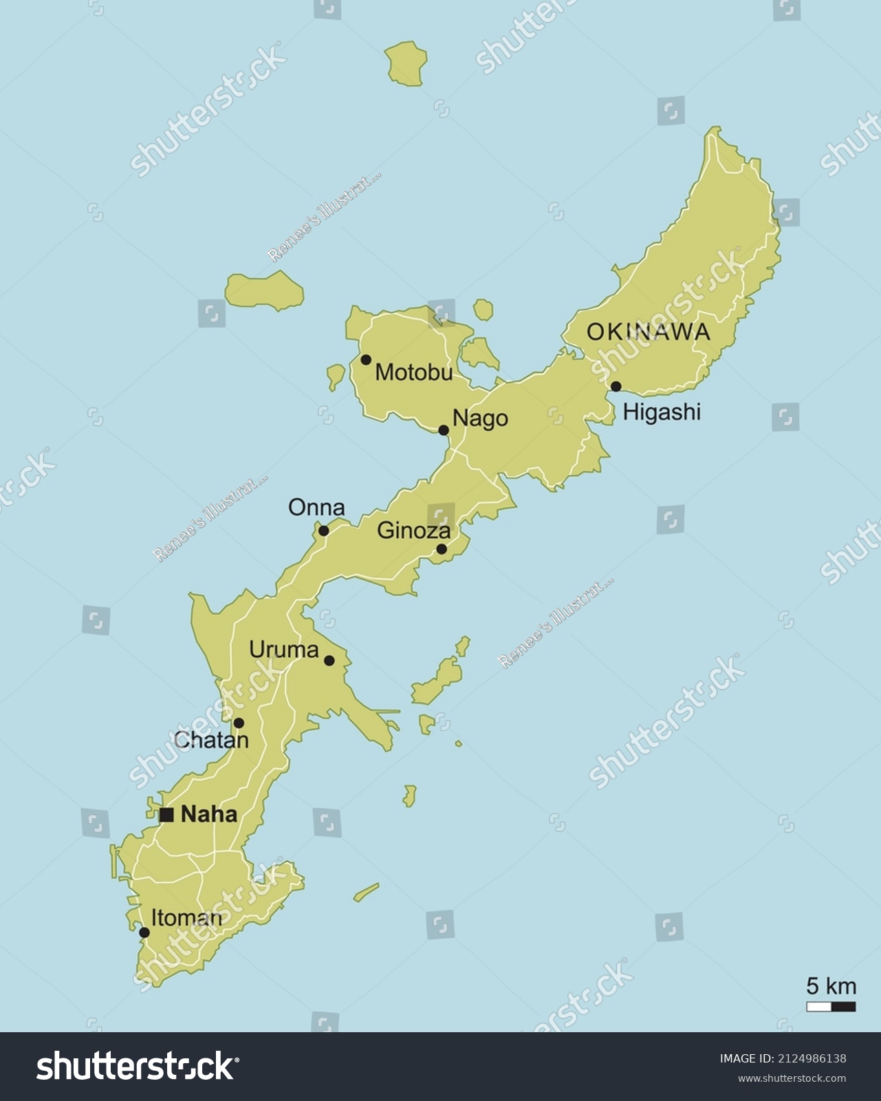 Vector Map Okinawa Important Cities Roads Stock Vector (Royalty Free ...