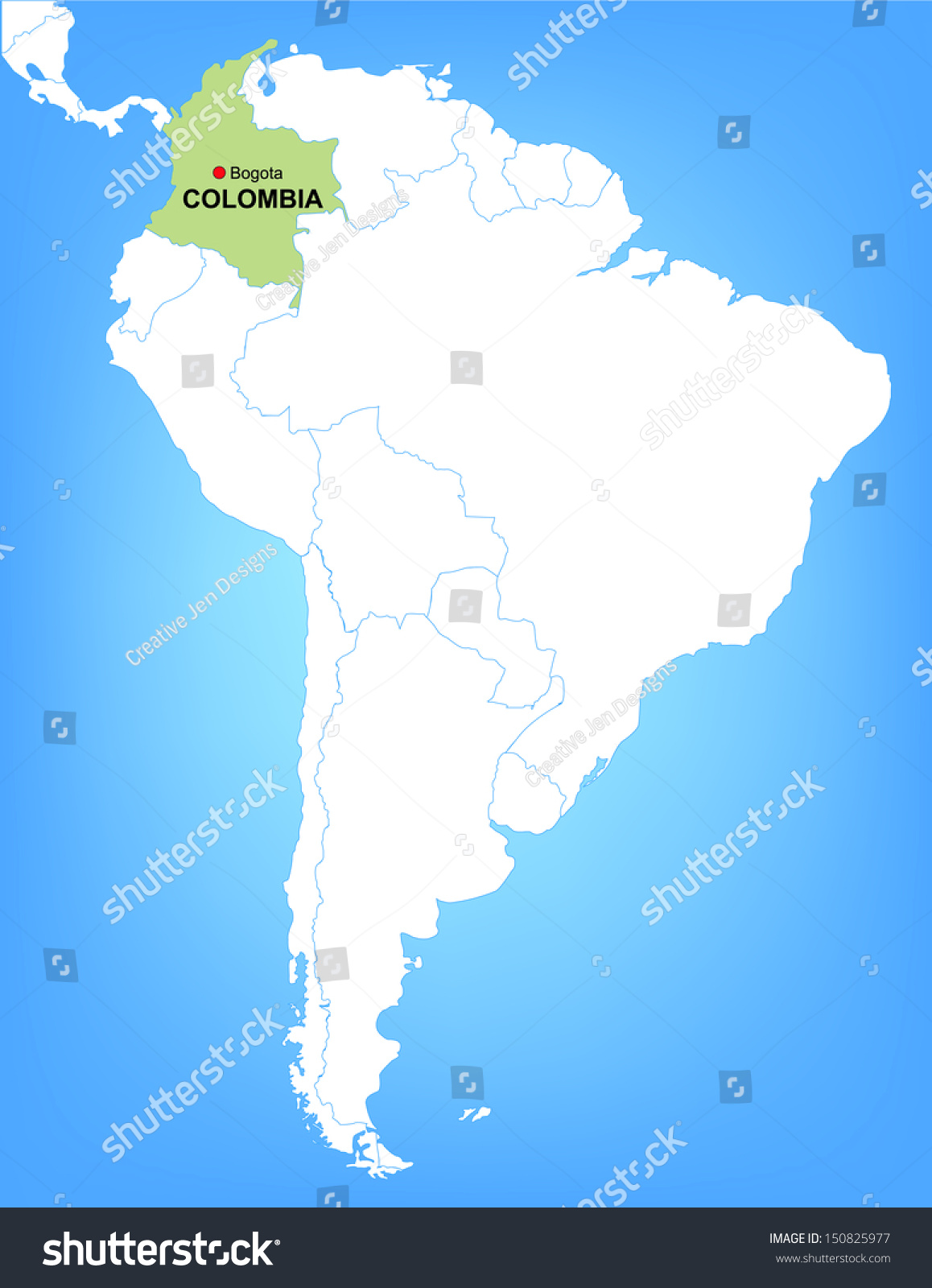 Vector Map South America Highlighting Country Stock Vector