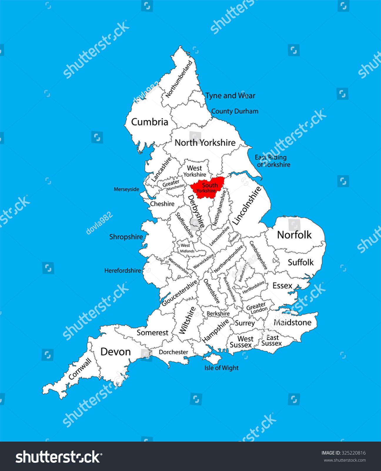 SVG of Vector map of South Yorkshire in Yorkshire and the Humber, United Kingdom with regions. England vector map.  svg