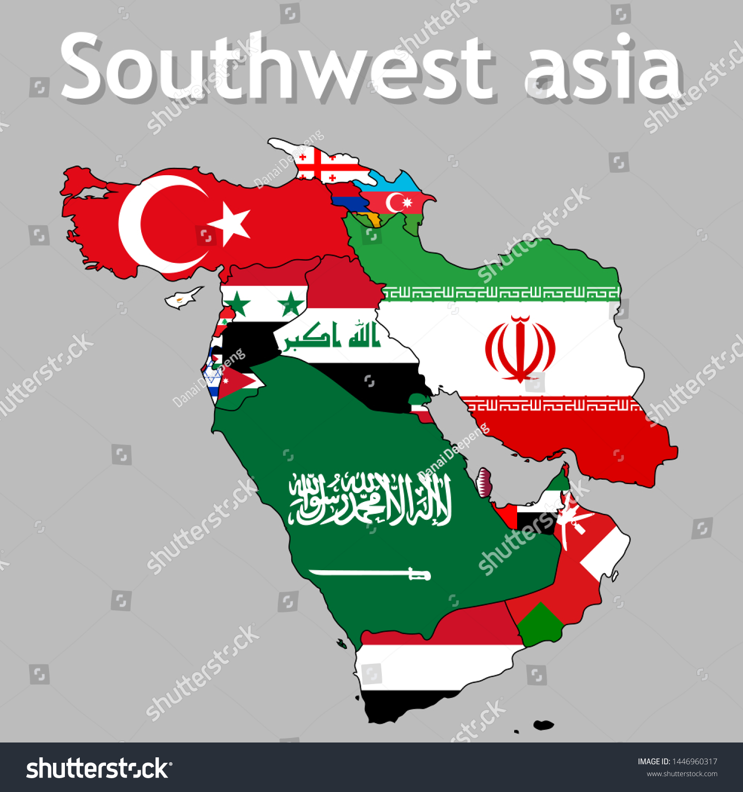 vector-map-southwest-asia-separate-layers-image-vectorielle-de-stock