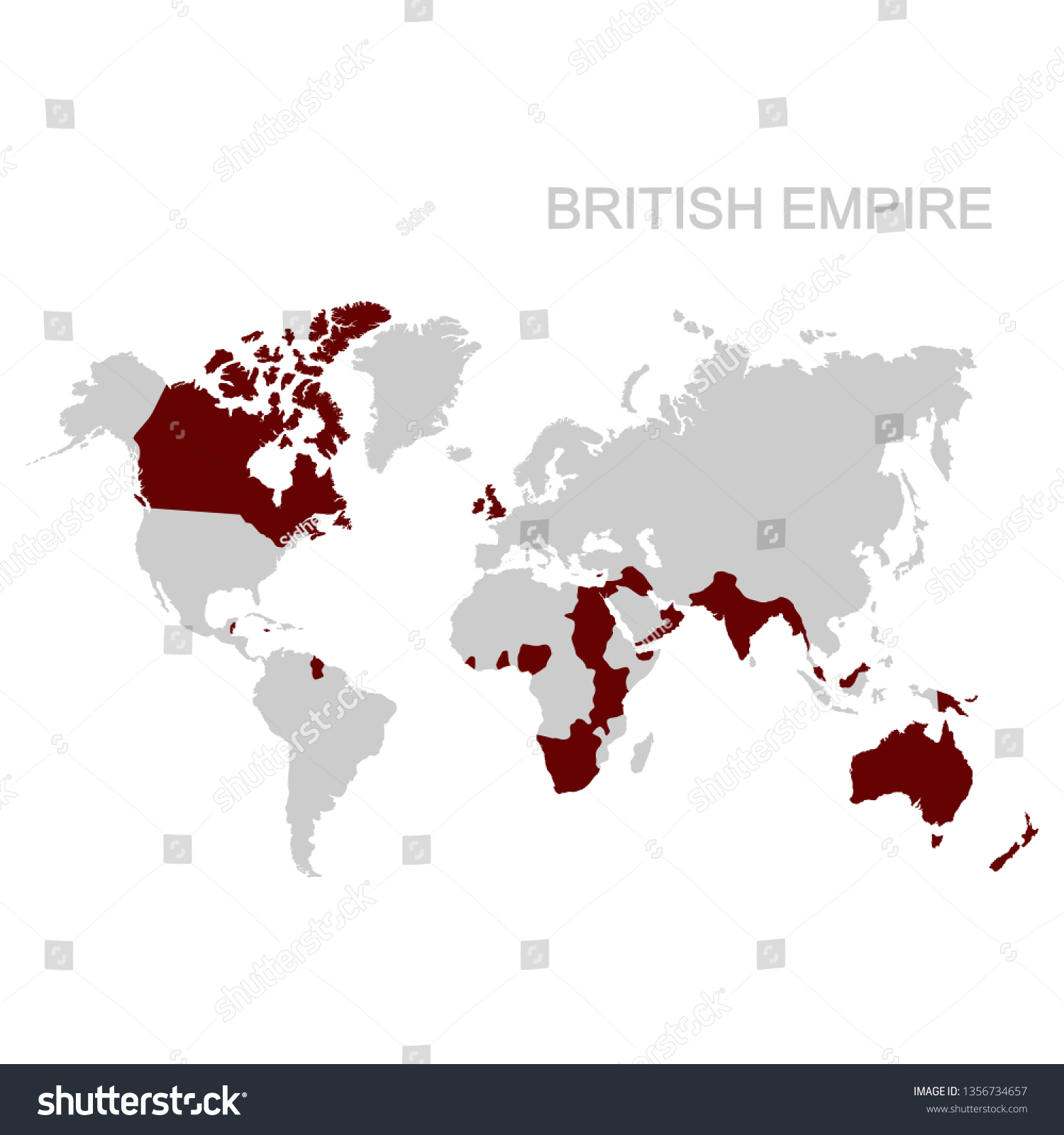 Map Of The British Empire Vector Map British Empire Stock Vector (Royalty Free) 1356734657