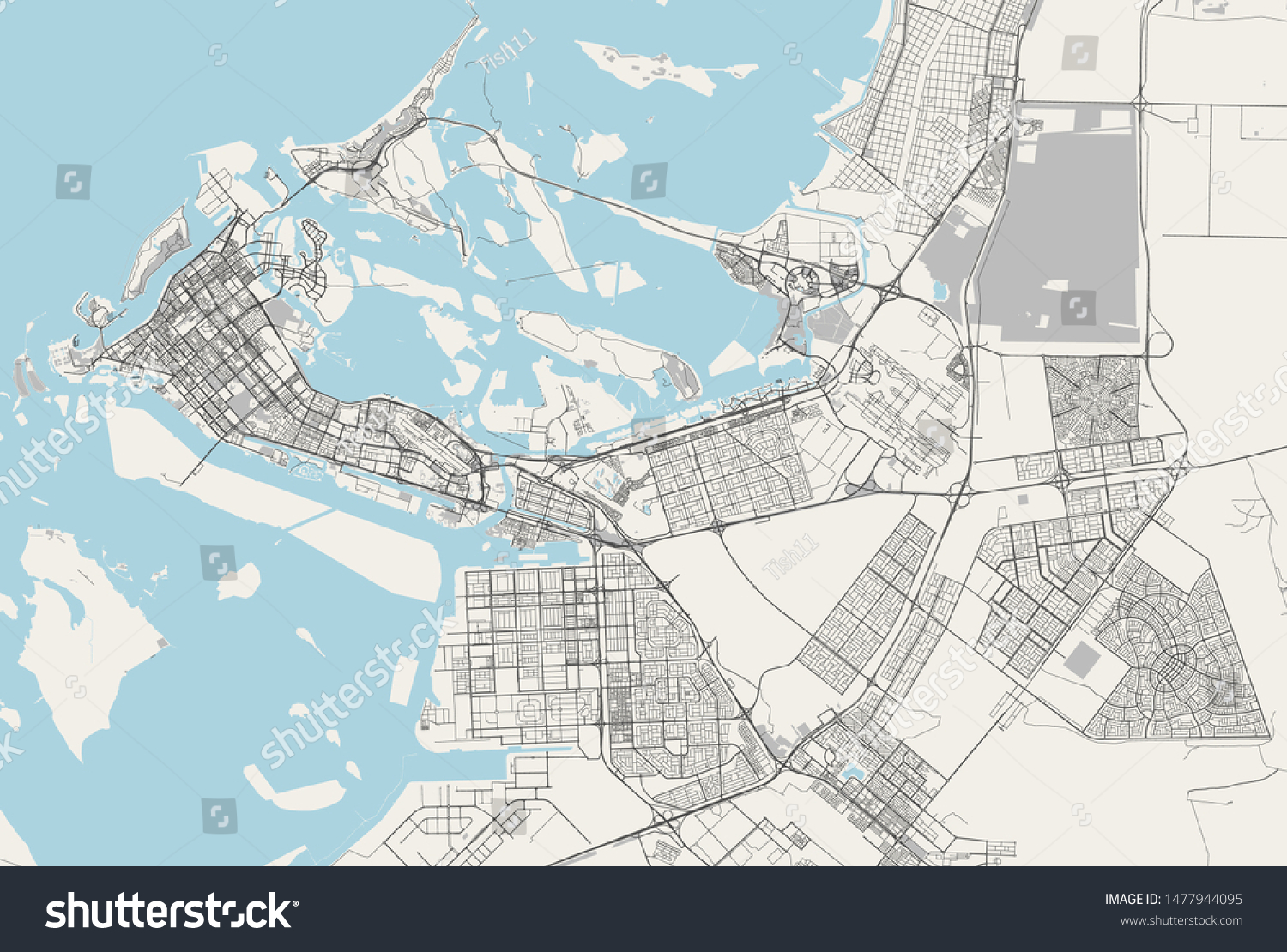 Vector Map City Abu Dhabi United Stock Vector (Royalty Free) 1477944095 ...