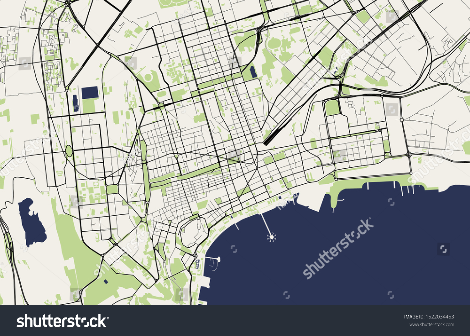 SVG of vector map of the city of Baku, Azerbaijan svg