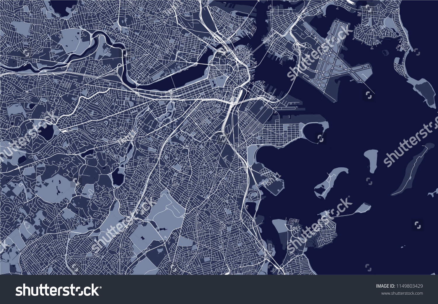 SVG of vector map of the city of Boston, USA svg
