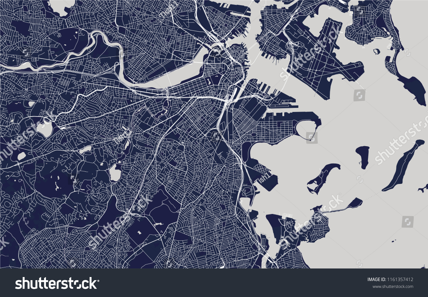 SVG of vector map of the city of Boston, USA svg