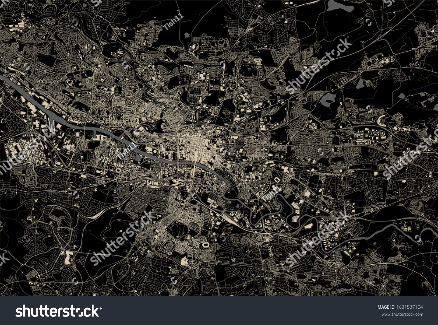 SVG of vector map of the city of Glasgow, Scotland, UK svg