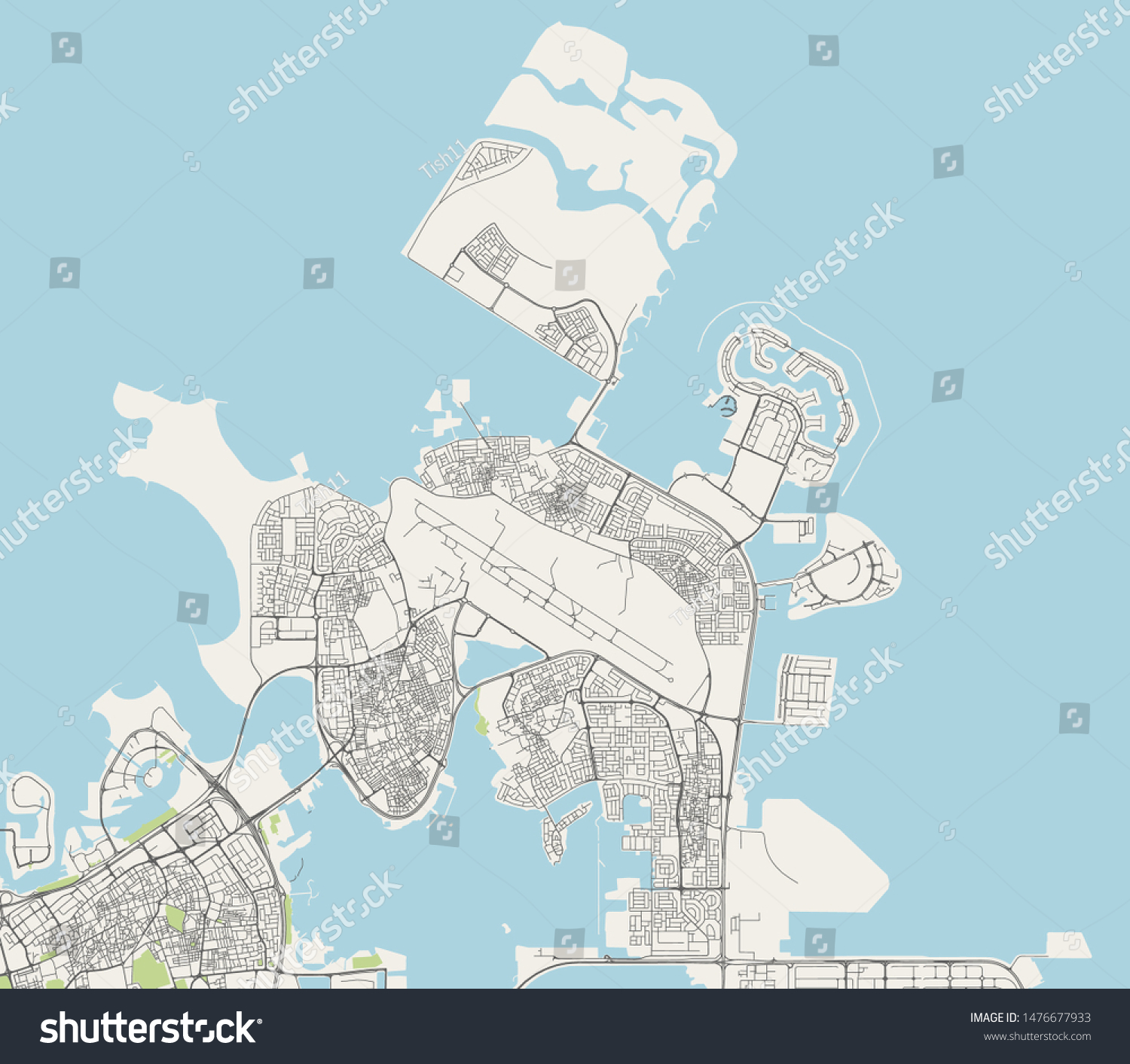 Vector Map City Muharraq Kingdom Bahrain Stock Vector (Royalty Free ...