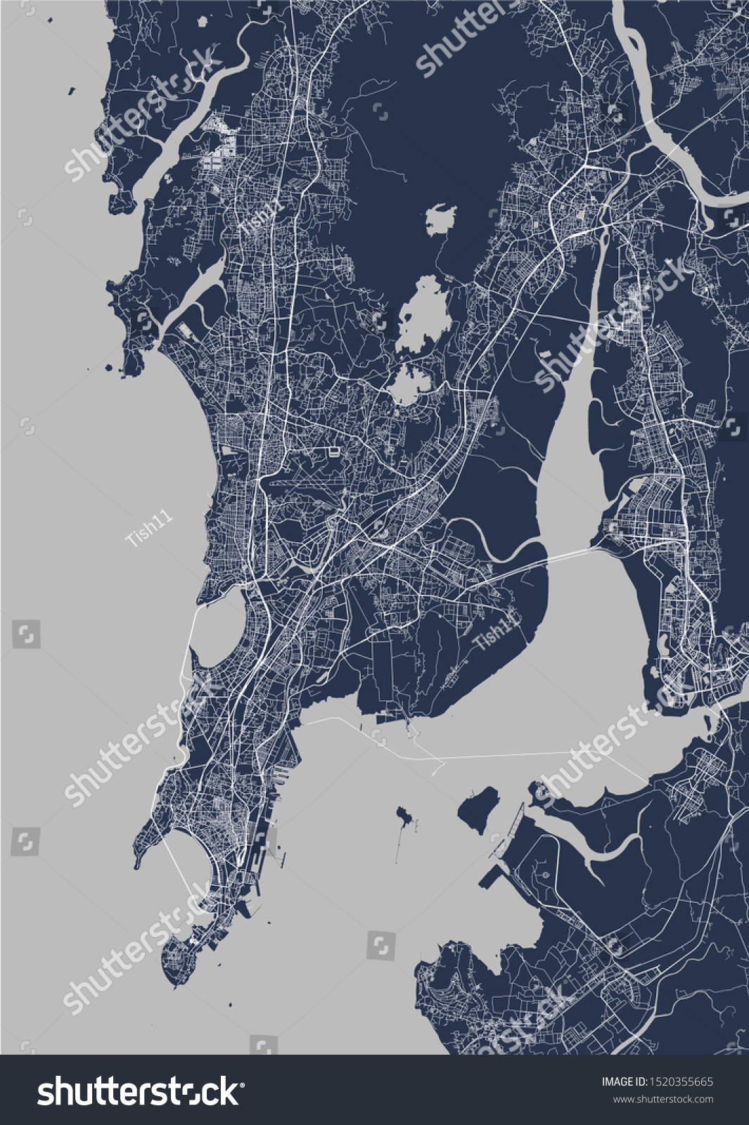 Vector Map City Mumbai Indian State Stock Vector (Royalty Free) 1520355665