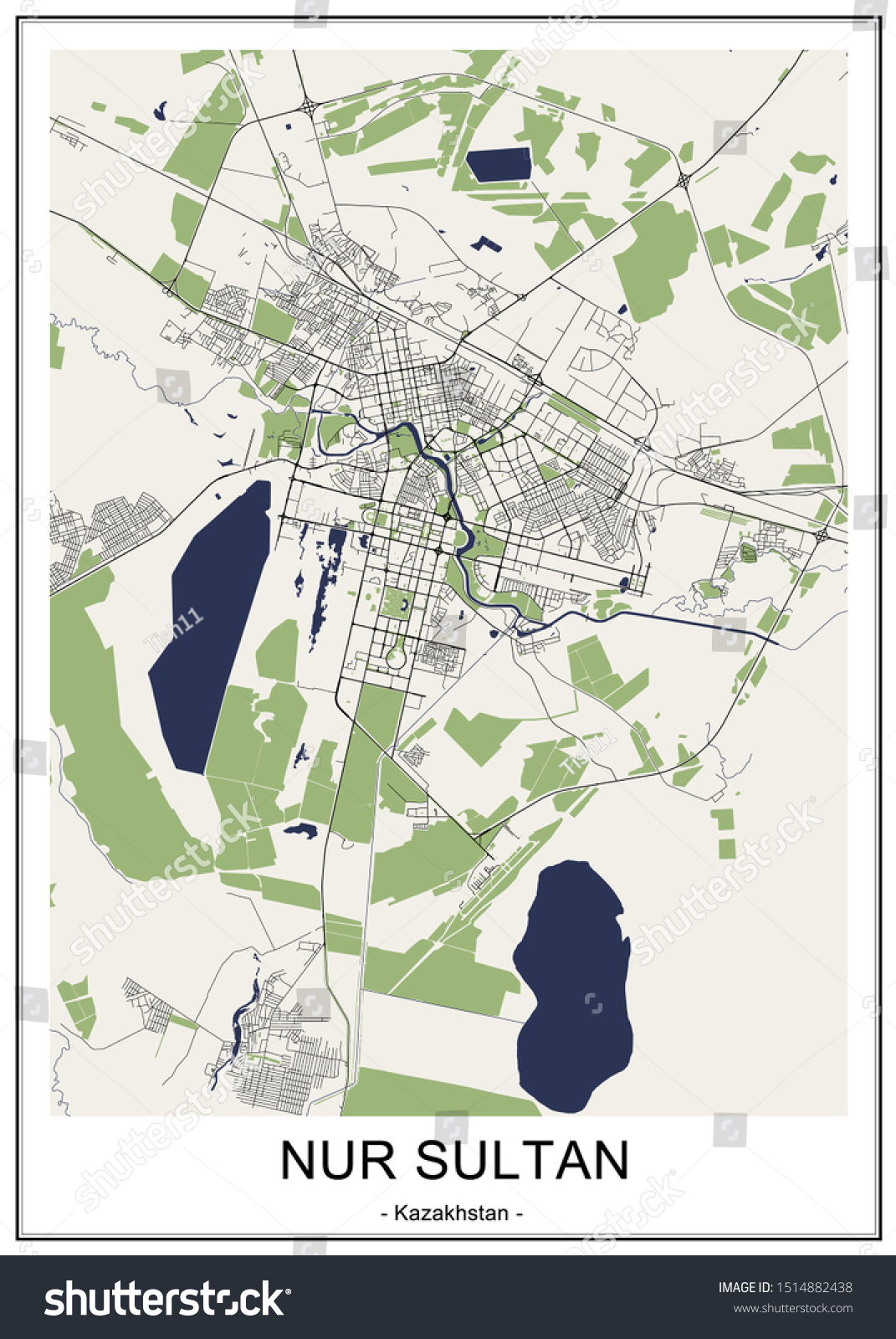 Nur Sultan Kazakhstan Map Vector Map City Nursultan Kazakhstan Stock Vector (Royalty Free) 1514882438  | Shutterstock