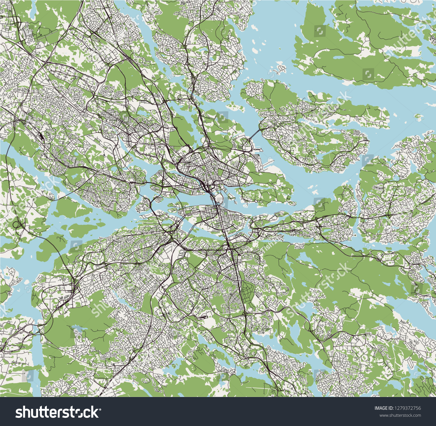 Vector Map City Stockholm Sweden Stock Vector Royalty Free