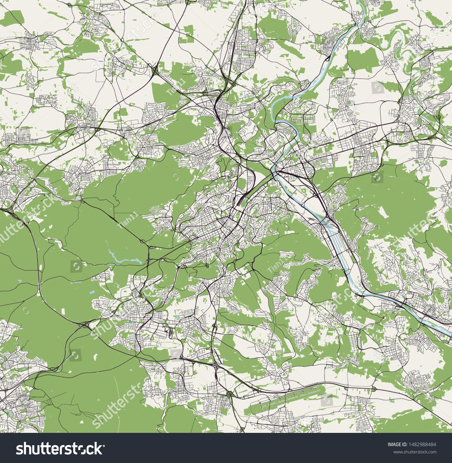 Vector Map City Stuttgart Germany Stock Vector Royalty Free