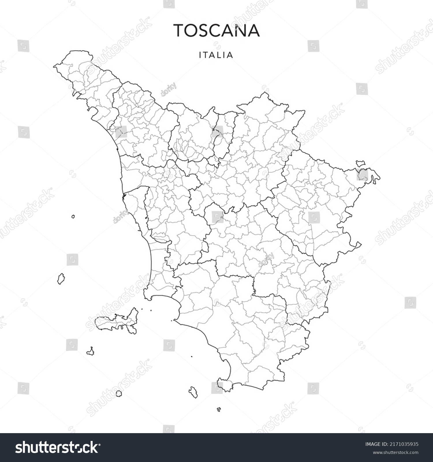 Vector Map Geopolitical Subdivisions Region Tuscany Stock Vector ...