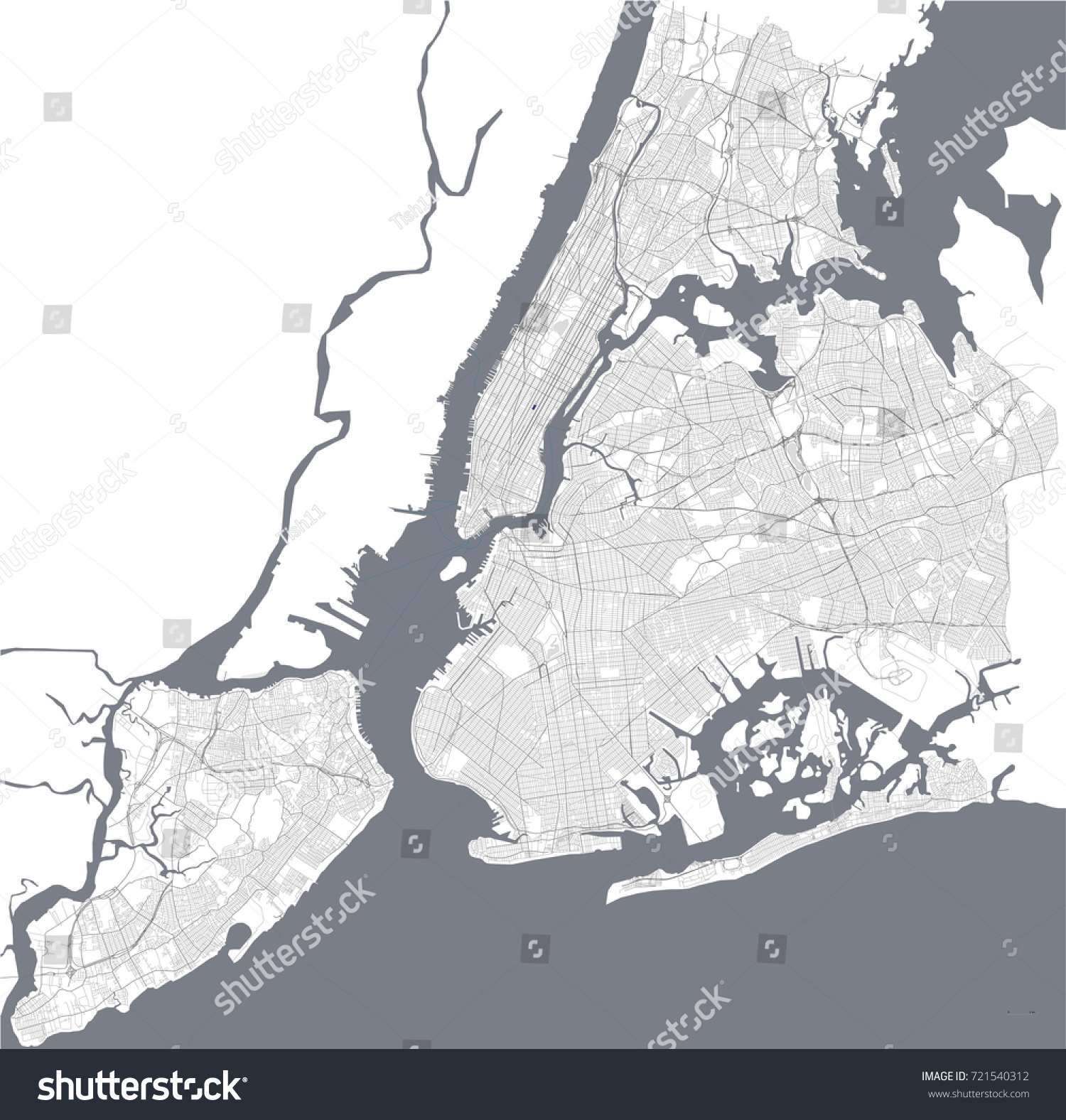 Vector Map New York City Ny Stock Vector Royalty Free 721540312