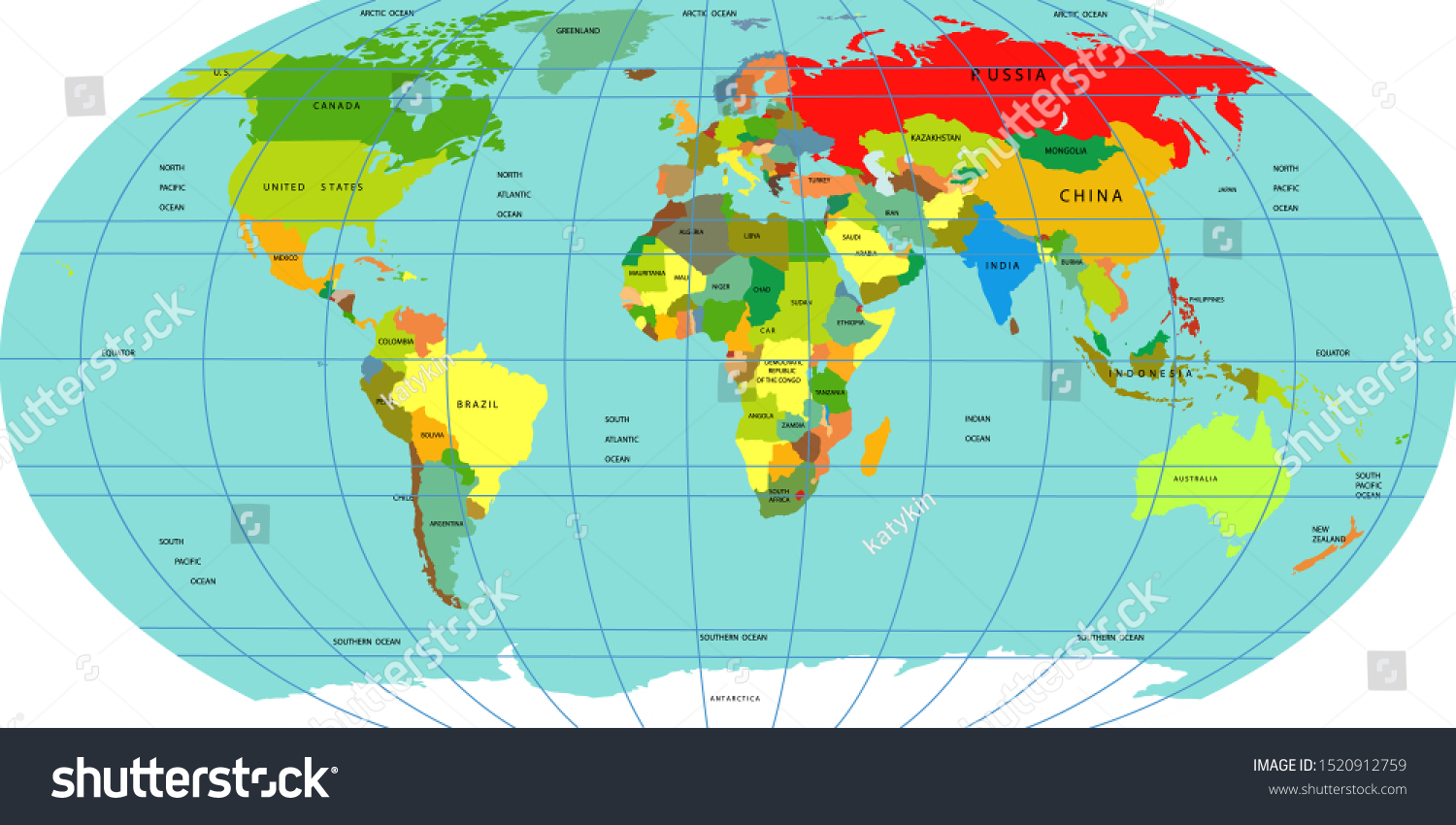 Map Of World Continents And Countries Vector Map World Political Map World Stock Vector (Royalty Free) 1520912759  | Shutterstock