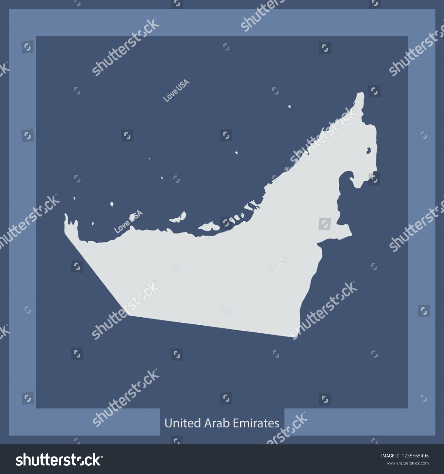 Vector Map United Arab Emirates Stock Vector (Royalty Free) 1235565496 ...