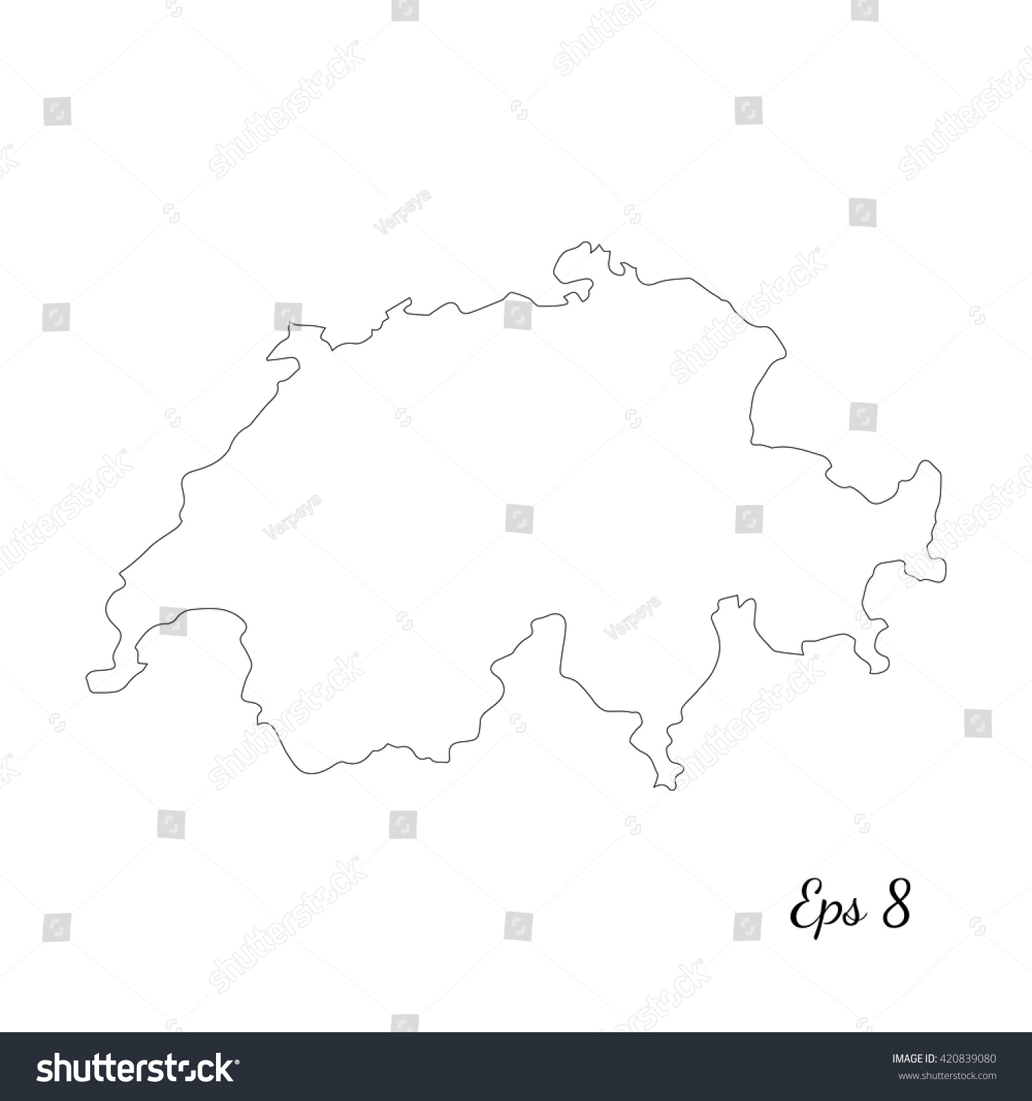 vector map switzerland outline map isolated vector illustration black on white background