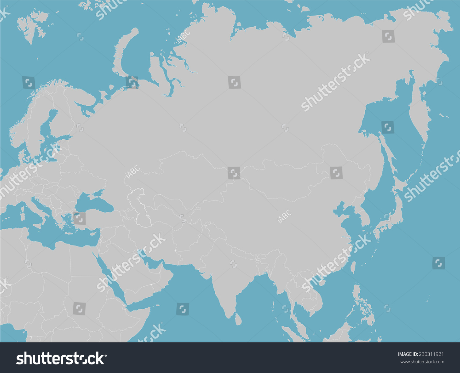 Vector Map Countries Borders Asia Russia Stock Vector Royalty Free