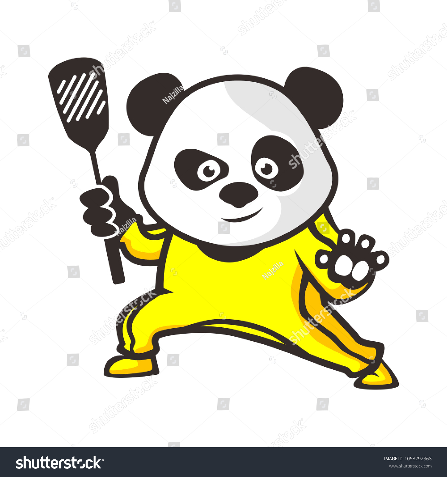 SVG of Vector mascot, cartoon, and illustration of a panda kungfu chef. svg