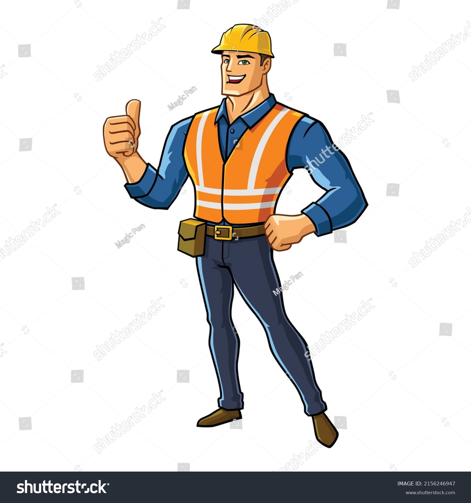 Vector Mascot Illustration Construction Worker Superhero Stock Vector ...