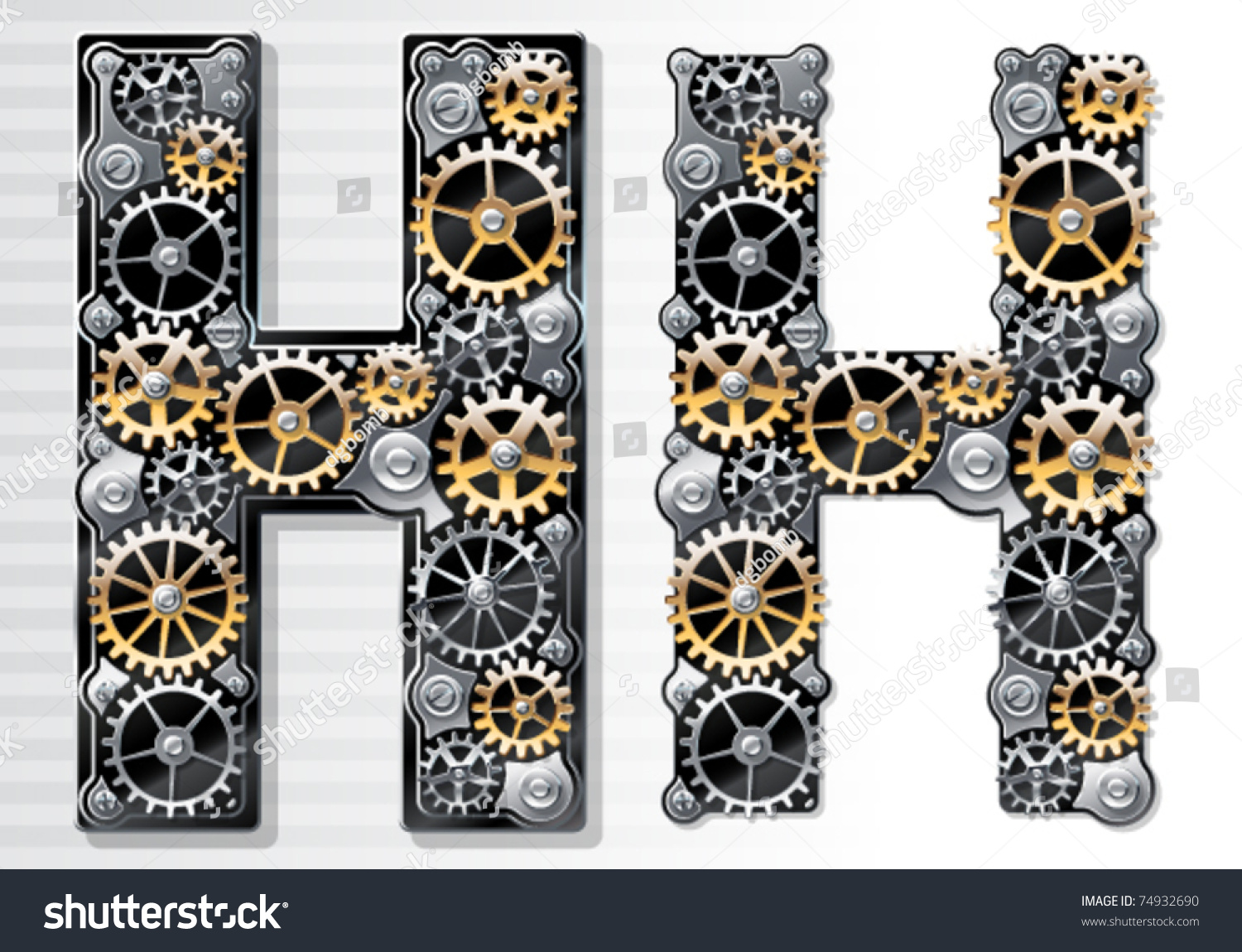 mechanical h Stock Vector H Mechanical Vector Letter Alphabet Gears