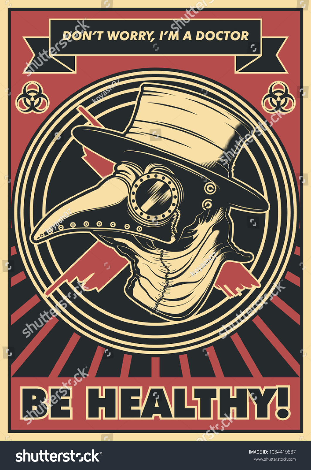 SVG of Vector Medieval Plague Doctor Poster. Obey Style svg
