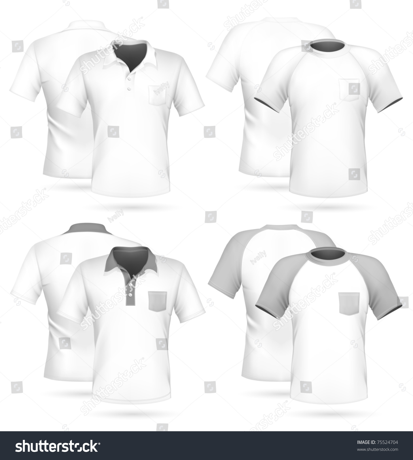 Vector. Men'S Polo Shirt And T-Shirt Design Template With Pocket ...