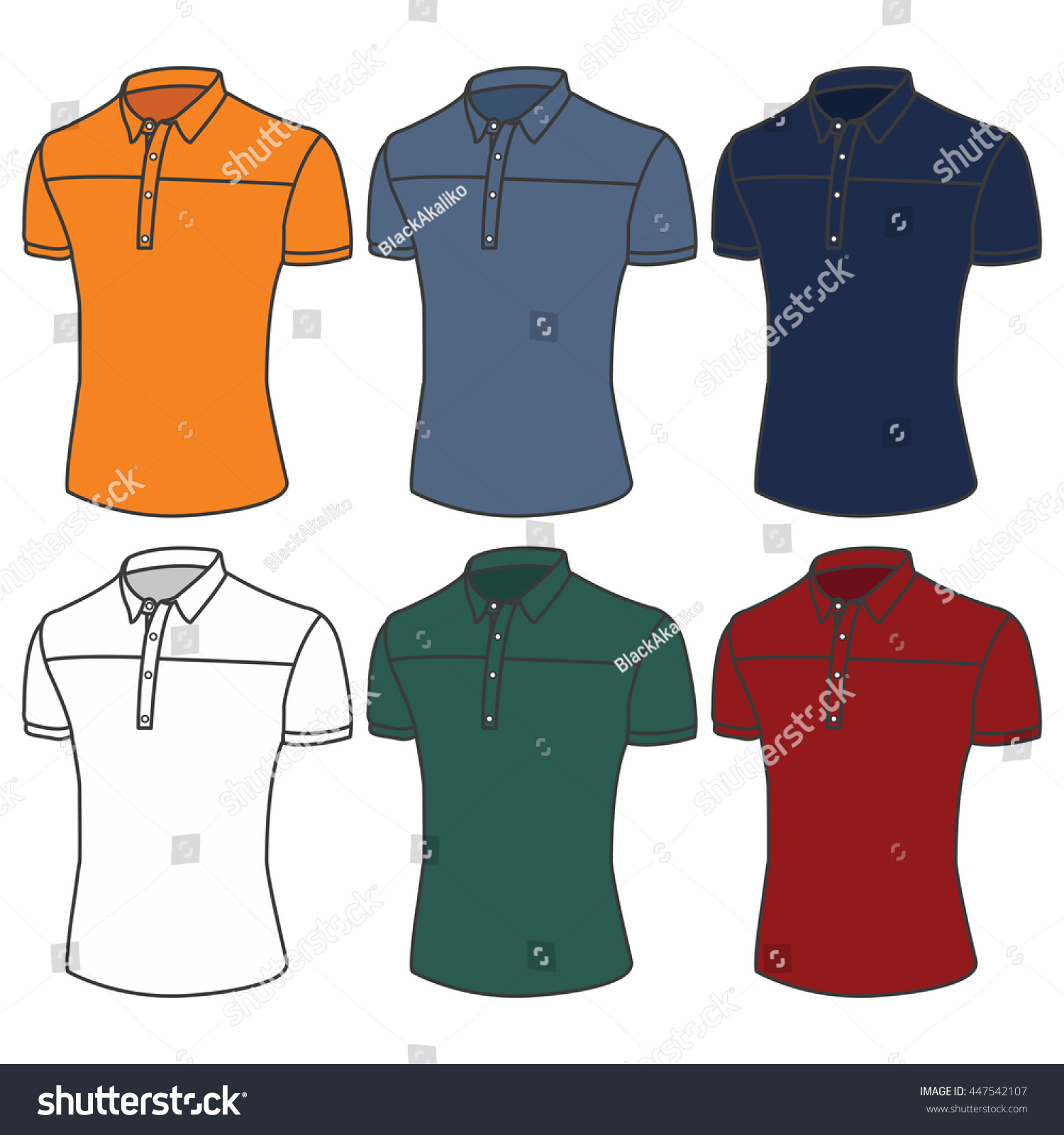 Vector Mens Polo Tshirts On White Stock Vector (Royalty Free) 447542107 ...