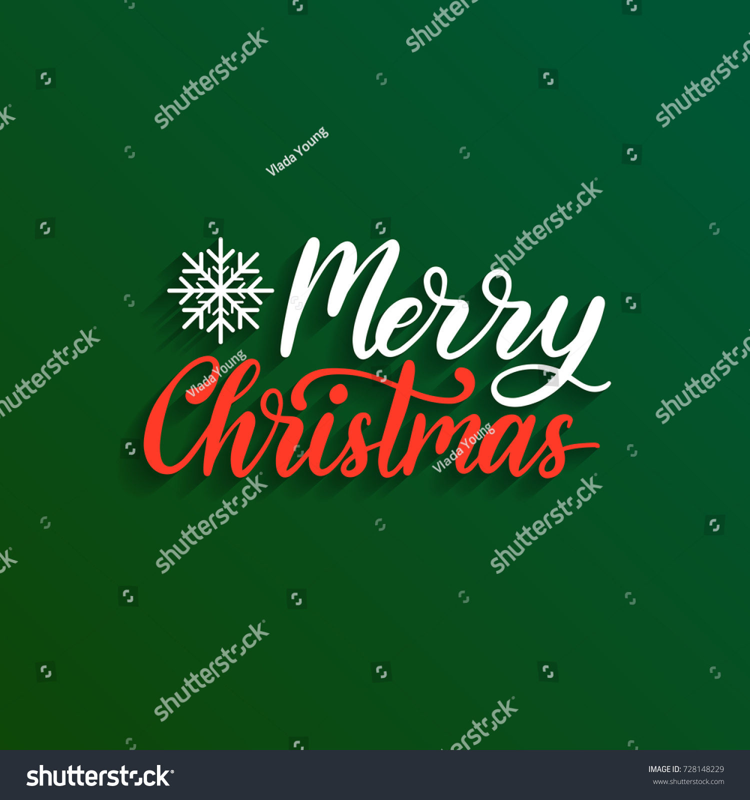 Vector Merry Christmas Lettering On Green Stock Vector (Royalty Free ...