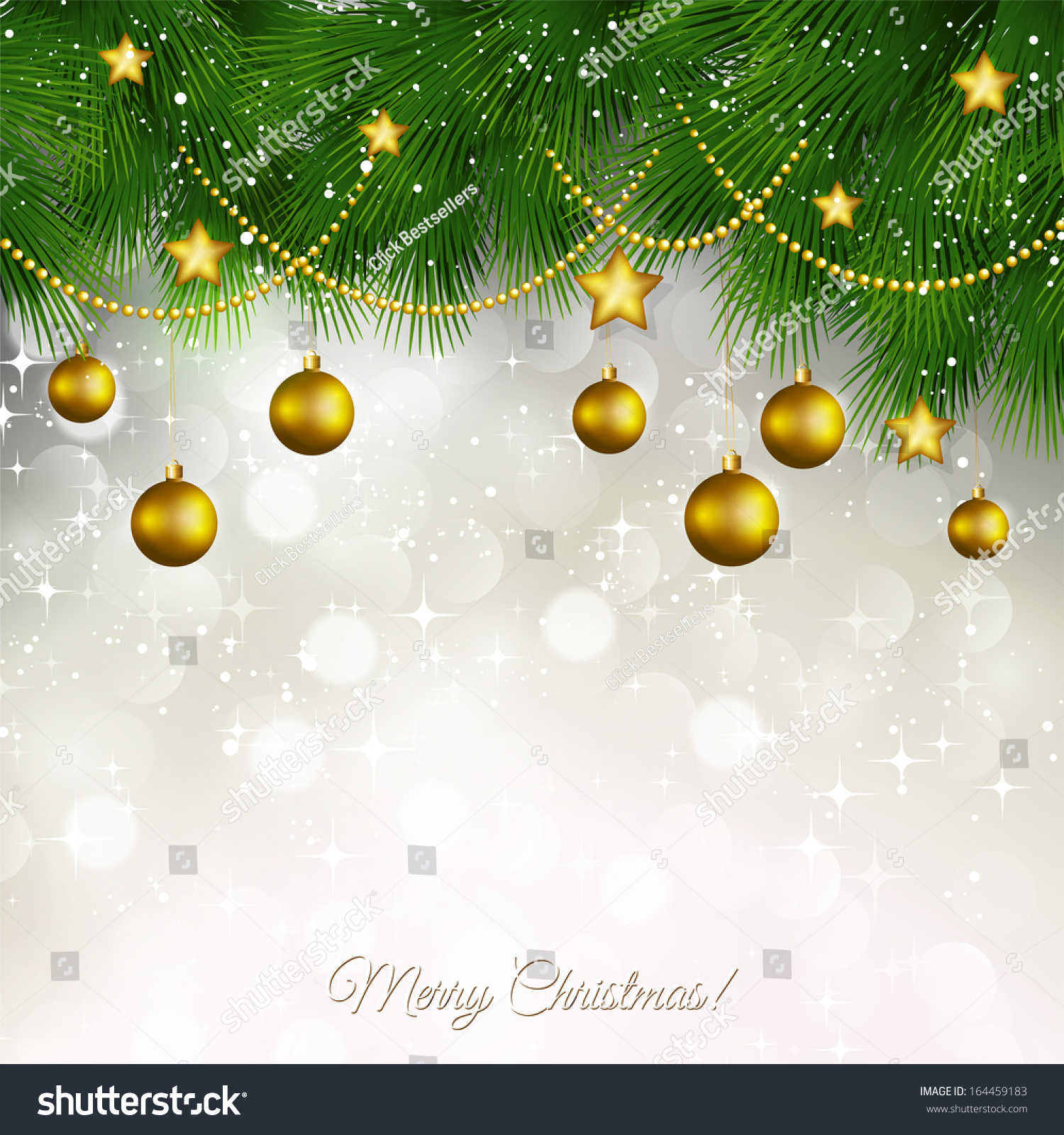 Vector Merry Christmas Paper Greeting Card. - 164459183 : Shutterstock