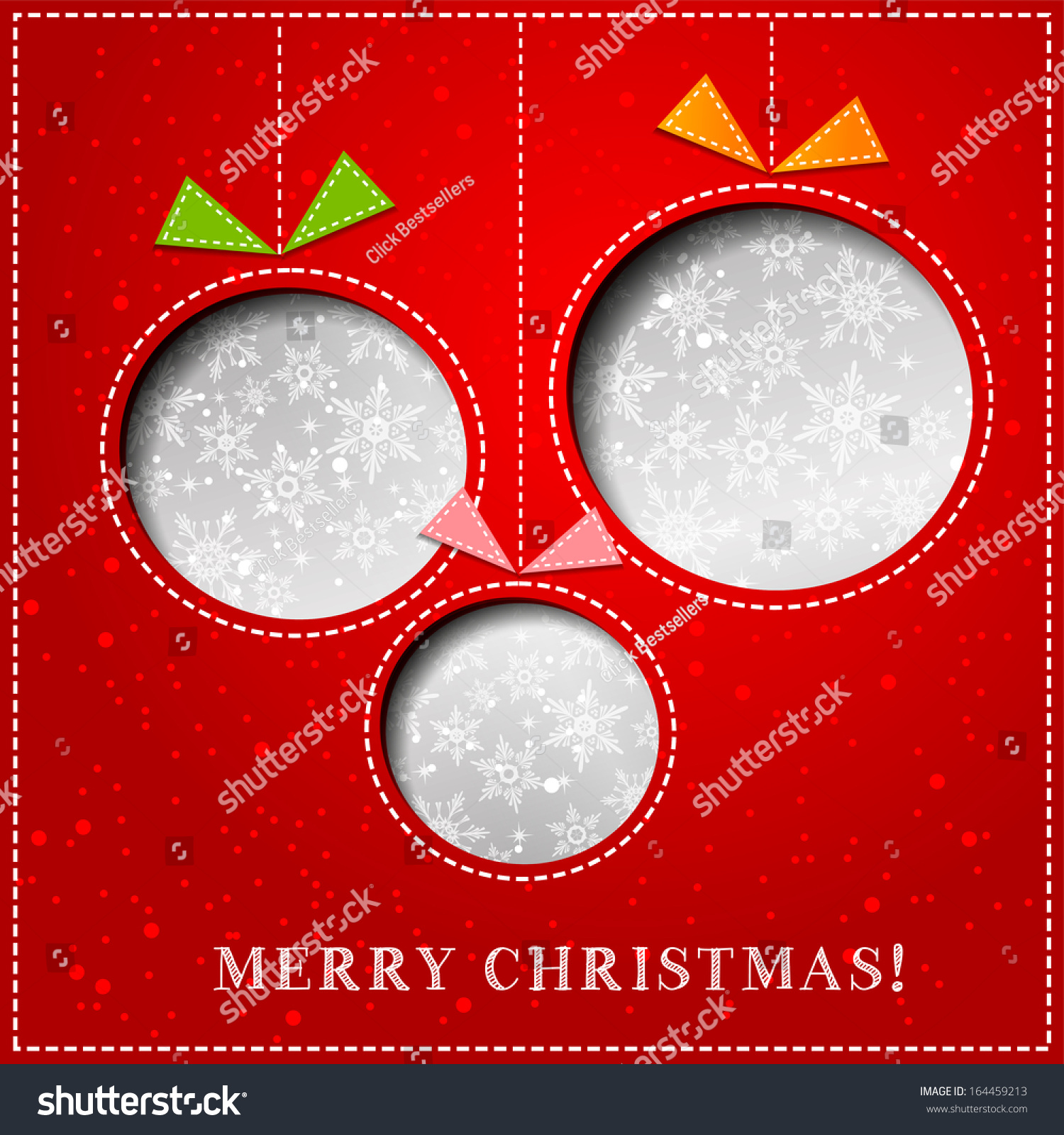 Vector Merry Christmas Paper Greeting Card. - 164459213 : Shutterstock