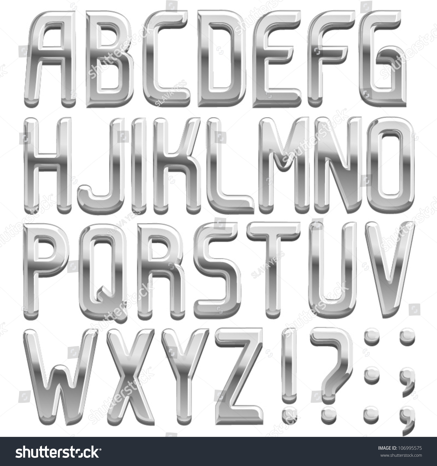 Vector Metal Font, Abc A-Z - 106995575 : Shutterstock