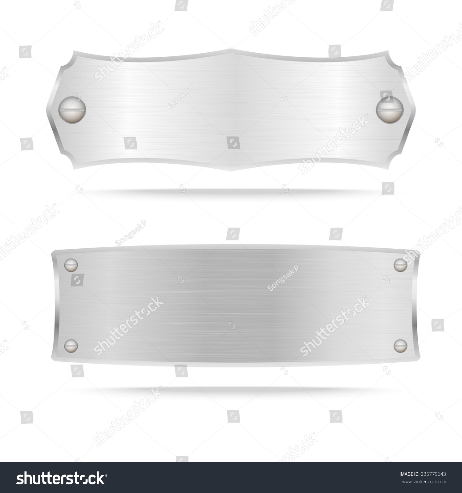 Vector Metal Name Plate Or Metal Label With Screws.Vector Illustration ...